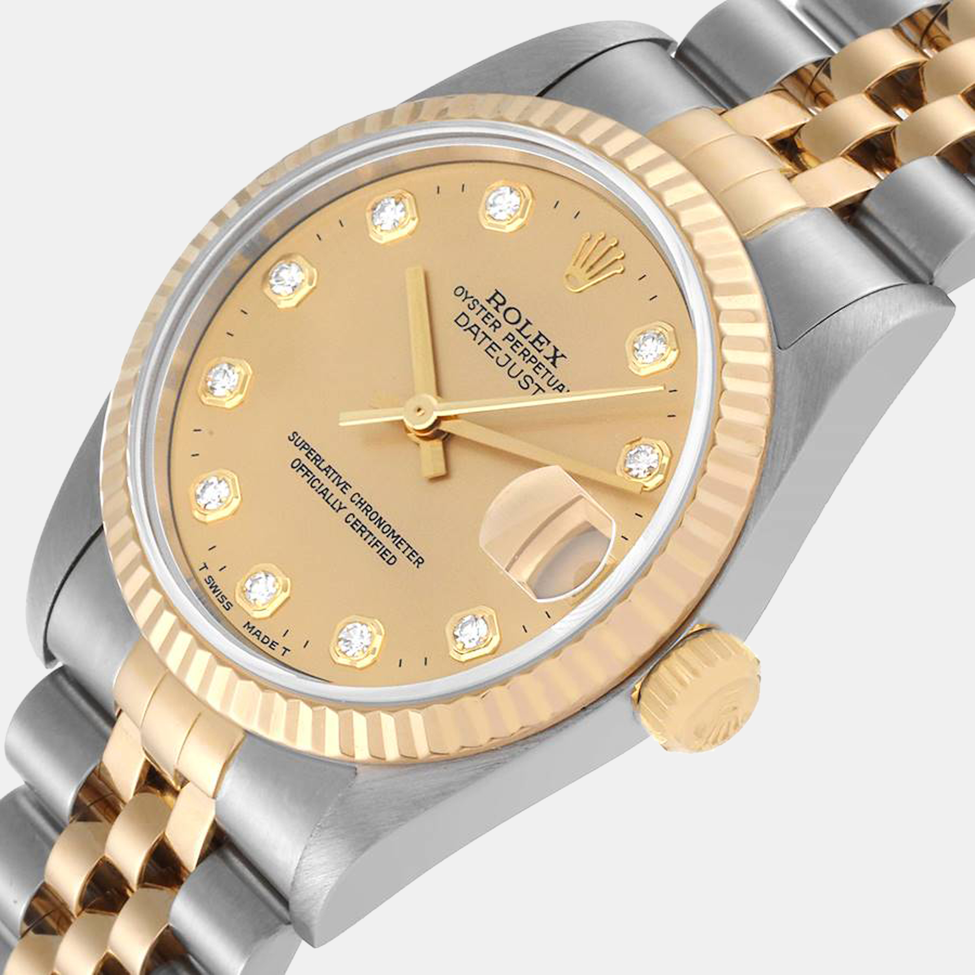 

Rolex Champagne Diamonds 18K Yellow Gold And Stainless Steel Datejust 78273 Women's Wristwatch 31 mm