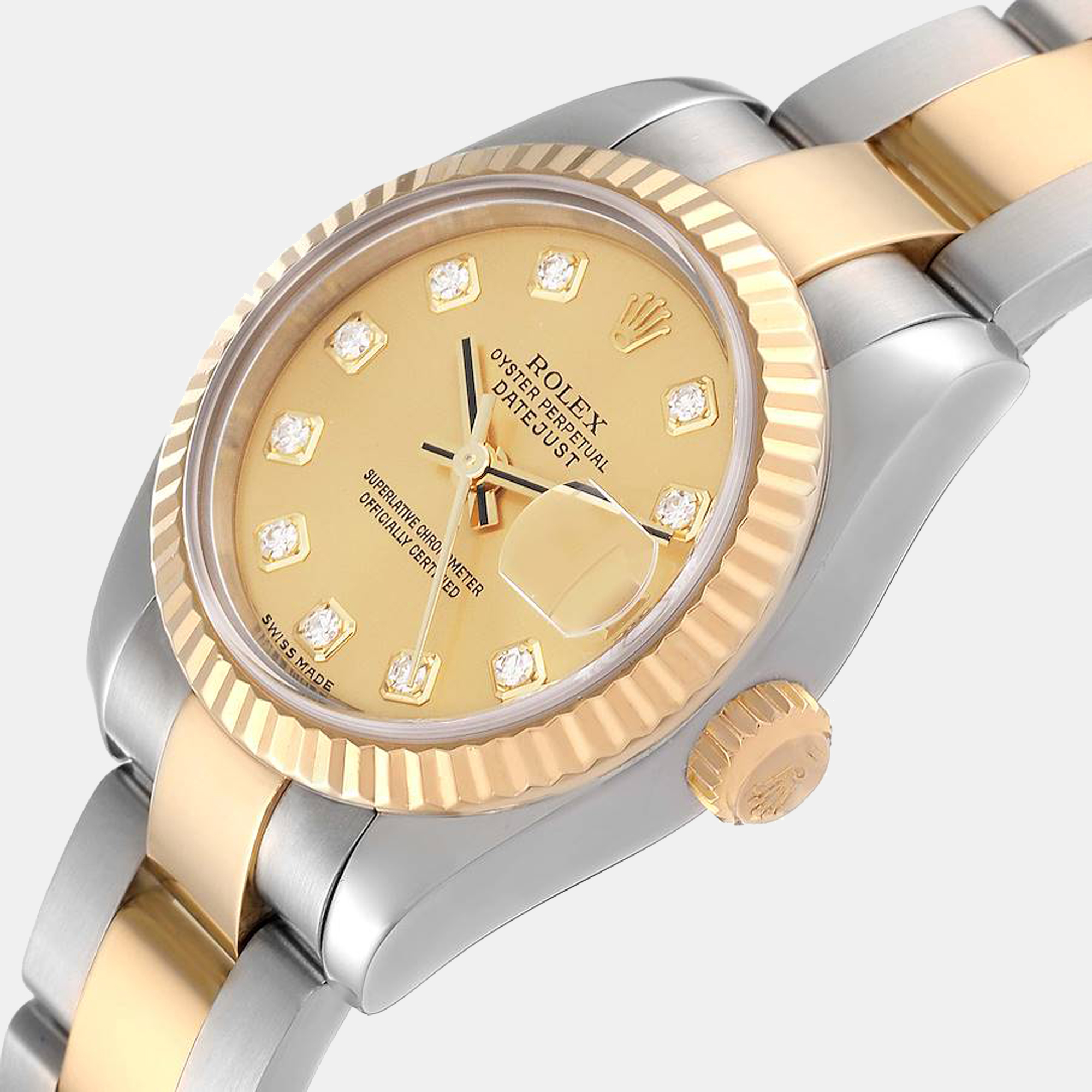 

Rolex Champagne Diamonds 18K Yellow Gold And Stainless Steel Datejust 179173 Women's Wristwatch 26 mm