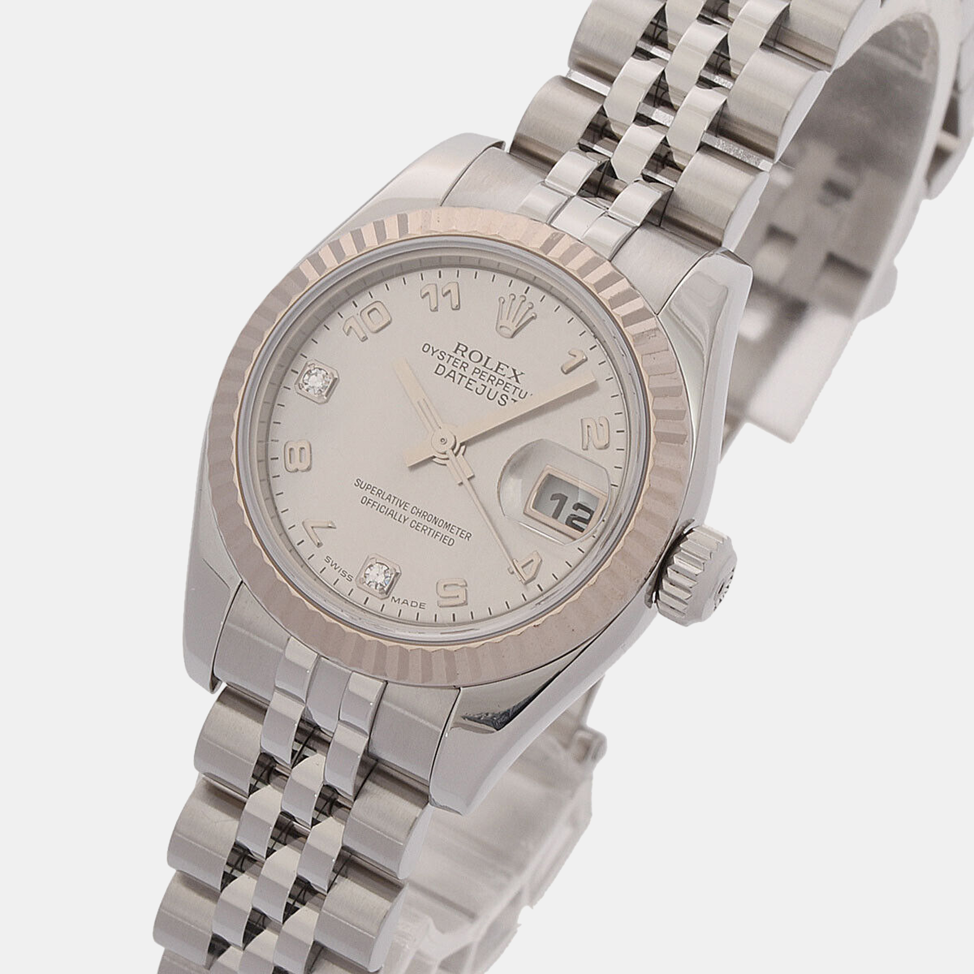 

Rolex Silver 18K White Gold And Stainless Steel Datejust 179174 Women's Wristwatch 26 mm
