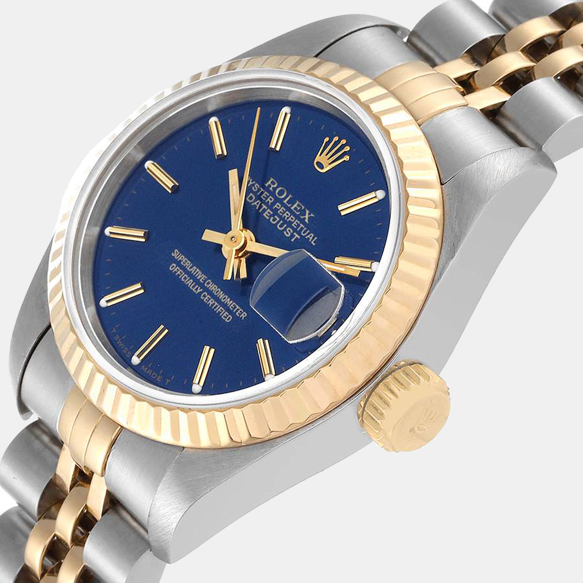 

Rolex Blue 18K Yellow Gold And Stainless Steel Datejust 69173 Women's Wristwatch 26 mm