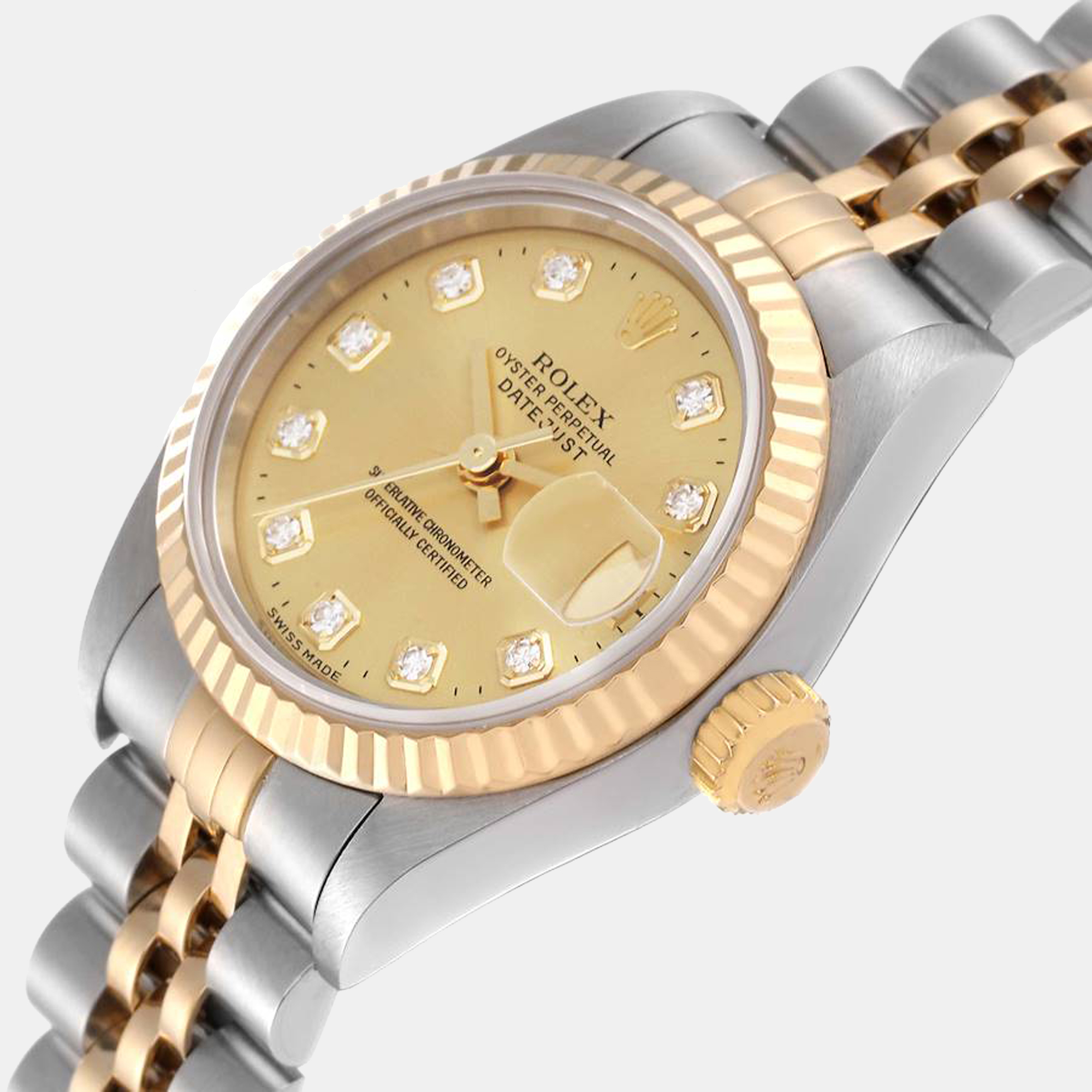 

Rolex Champagne Diamonds 18K Yellow Gold And Stainless Steel Datejust 79173 Women's Wristwatch 26 mm