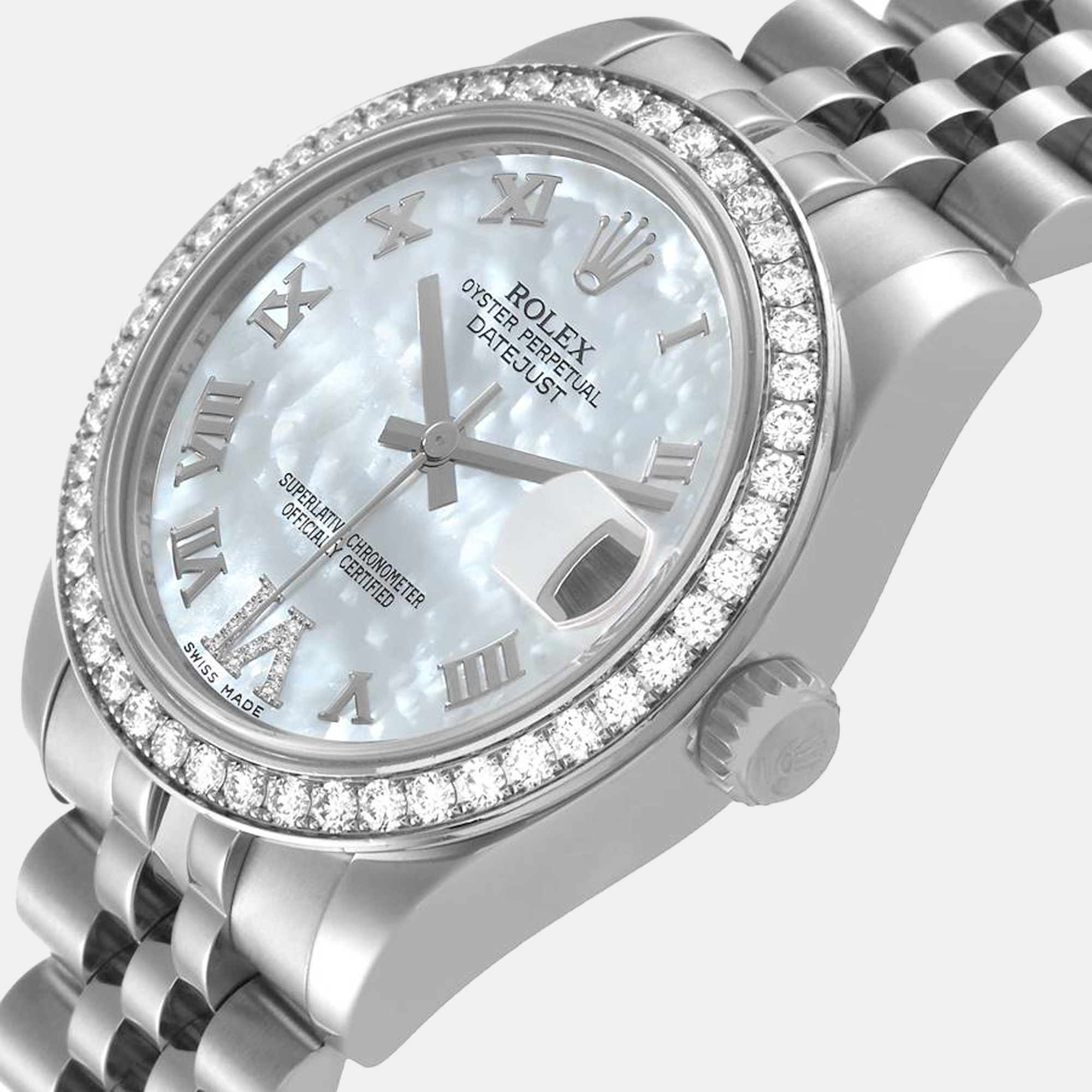 

Rolex Datejust Midsize Steel White Gold MOP Diamond Ladies Watch 178384