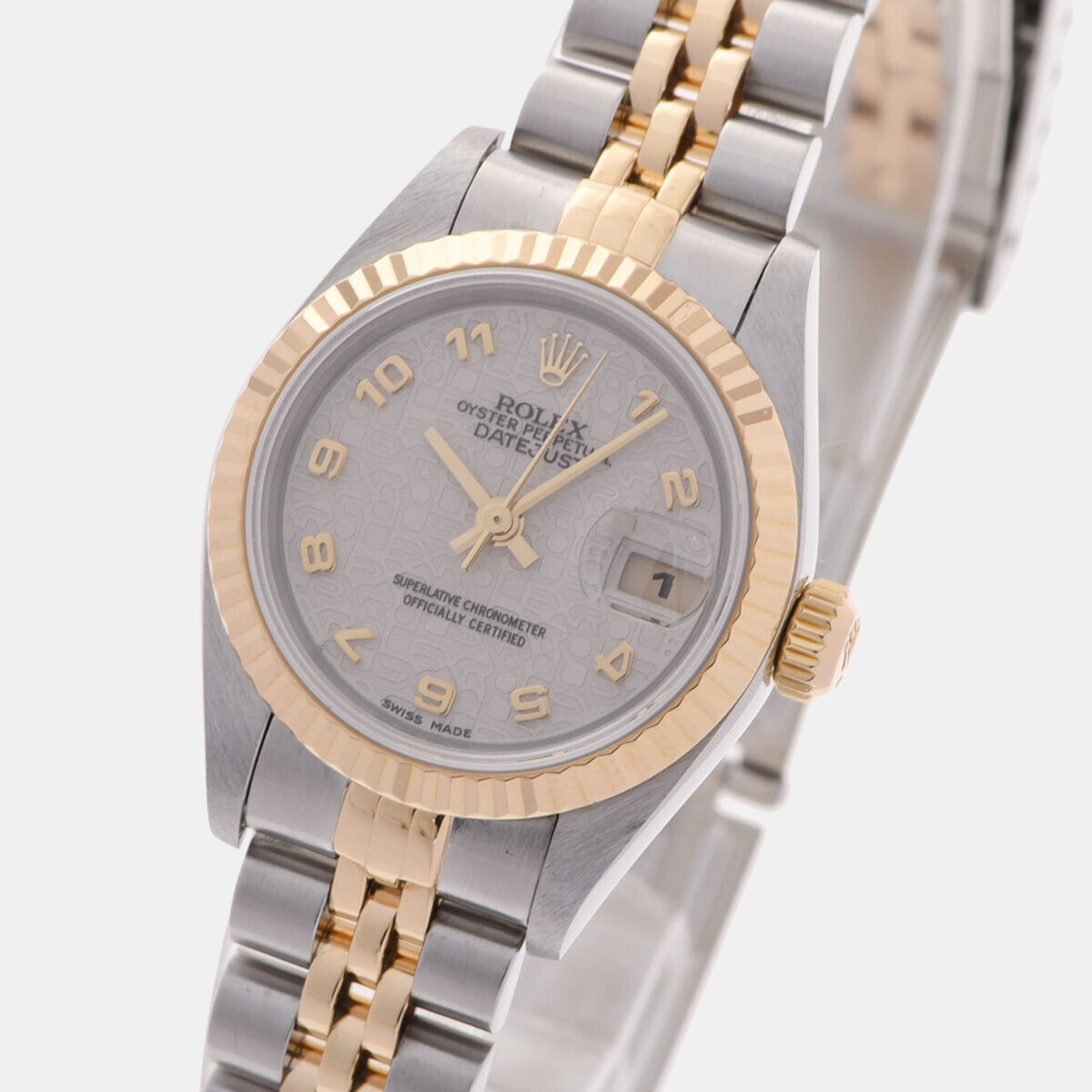 

Rolex White 18K Yellow Gold And Stainless Steel Datejust 79173 Women's Wristwatch 26 mm