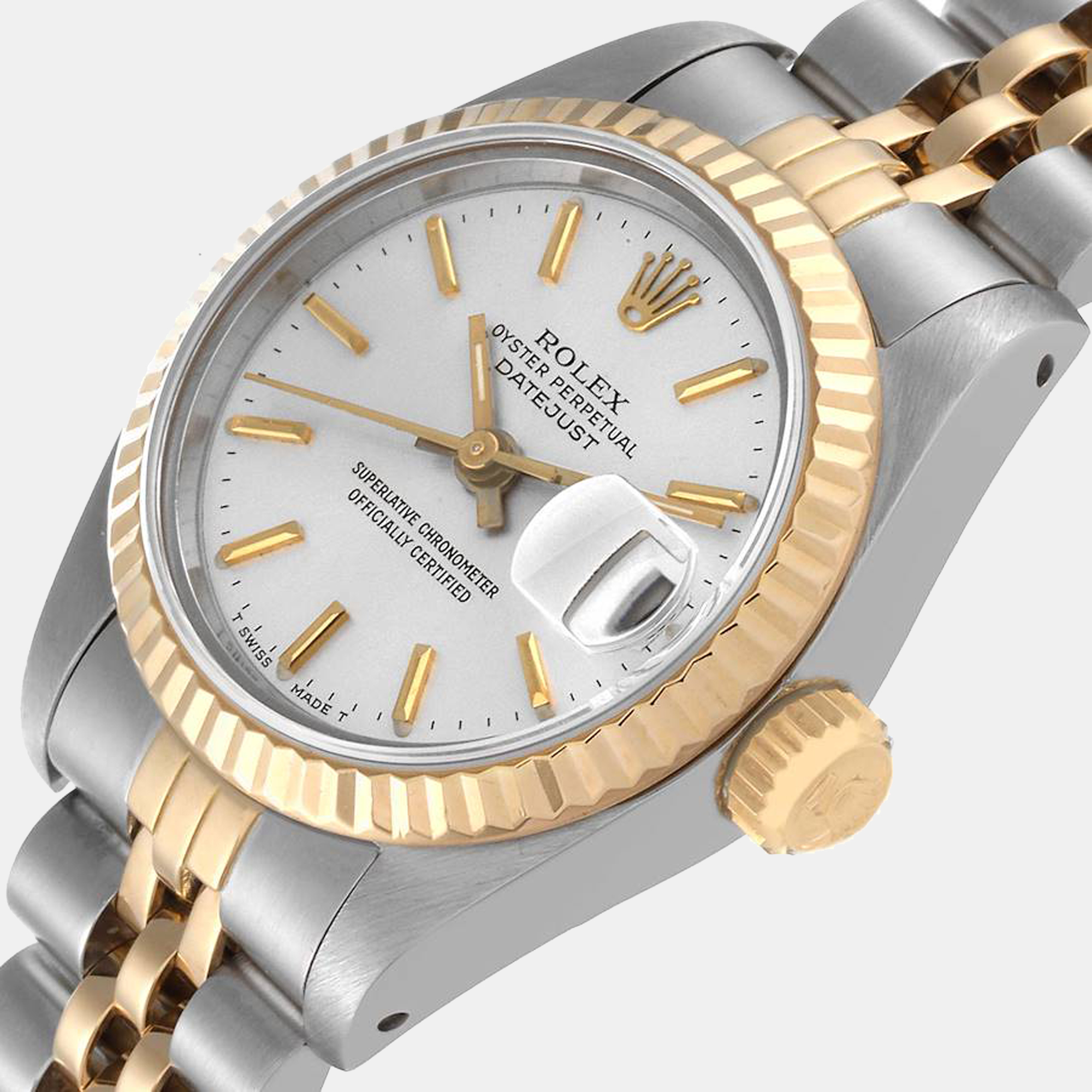 

Rolex Silver 18K Yellow Gold And Stainless Steel Datejust 69173 Women's Wristwatch 26 mm