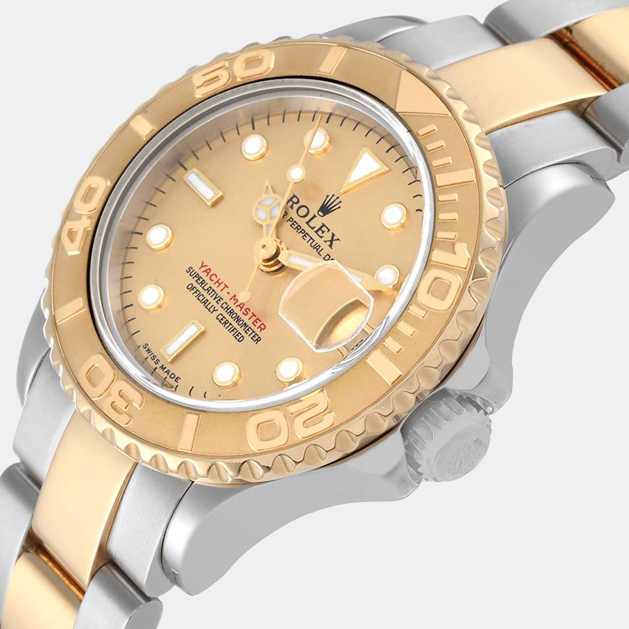 

Rolex Champagne 18K Yellow Gold And Stainless Steel Yacht-Master 169623 Women's Wristwatch 29 mm