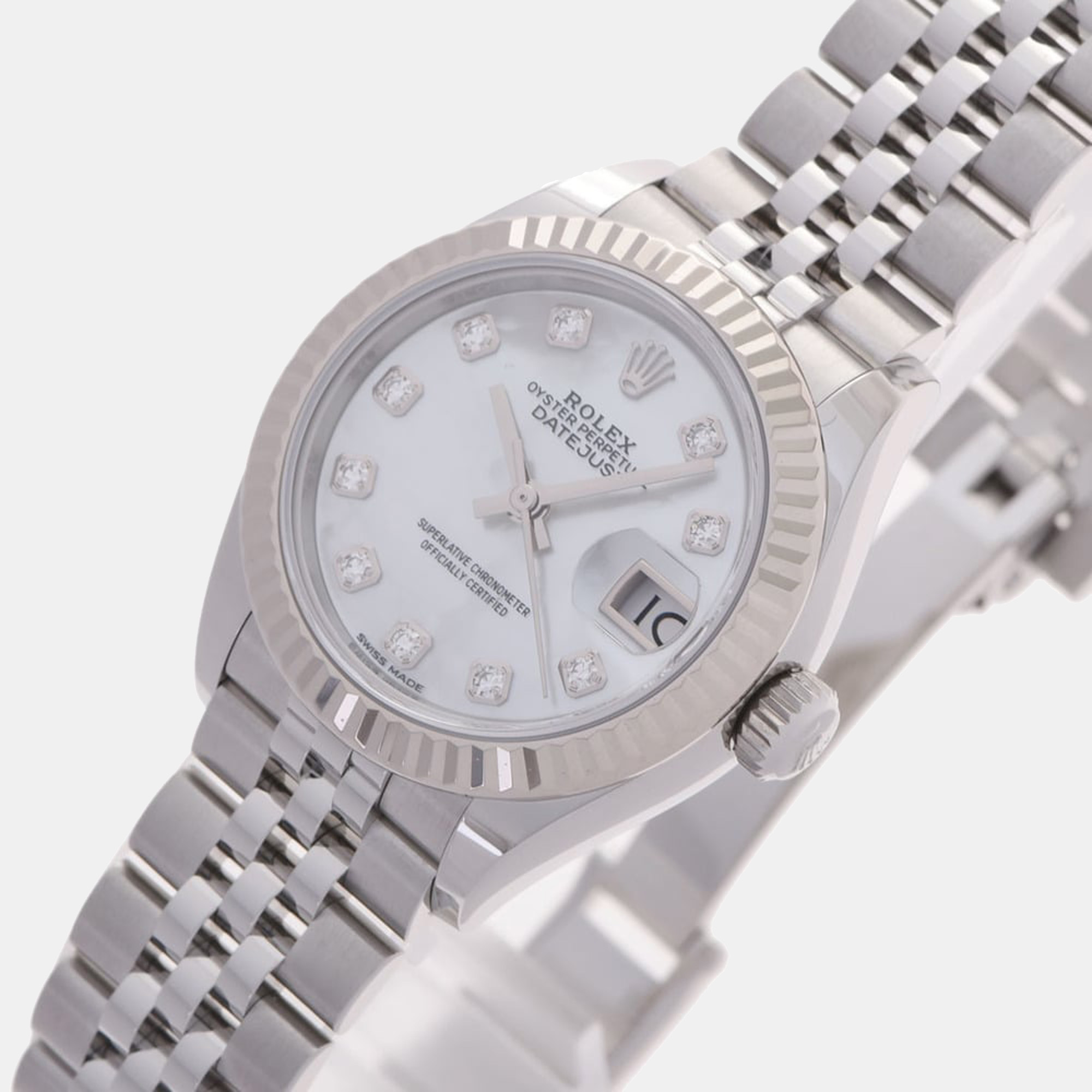 

Rolex MOP Diamonds 18k White Gold And Stainless Steel Datejust 279174NG Women's Wristwatch 28 mm