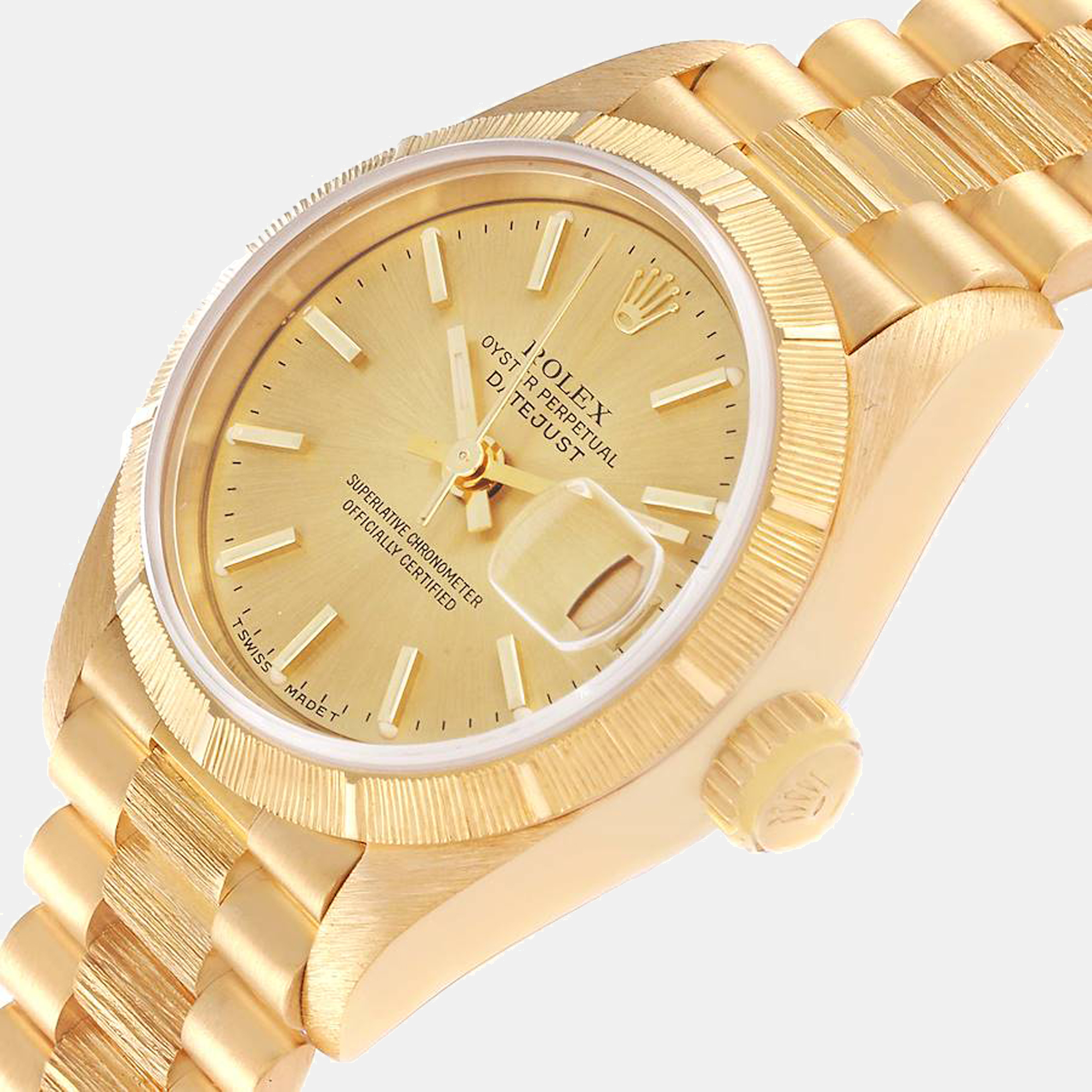 

Rolex Champagne 18K Yellow Gold President Datejust 69278 Women's Wristwatch 26 mm