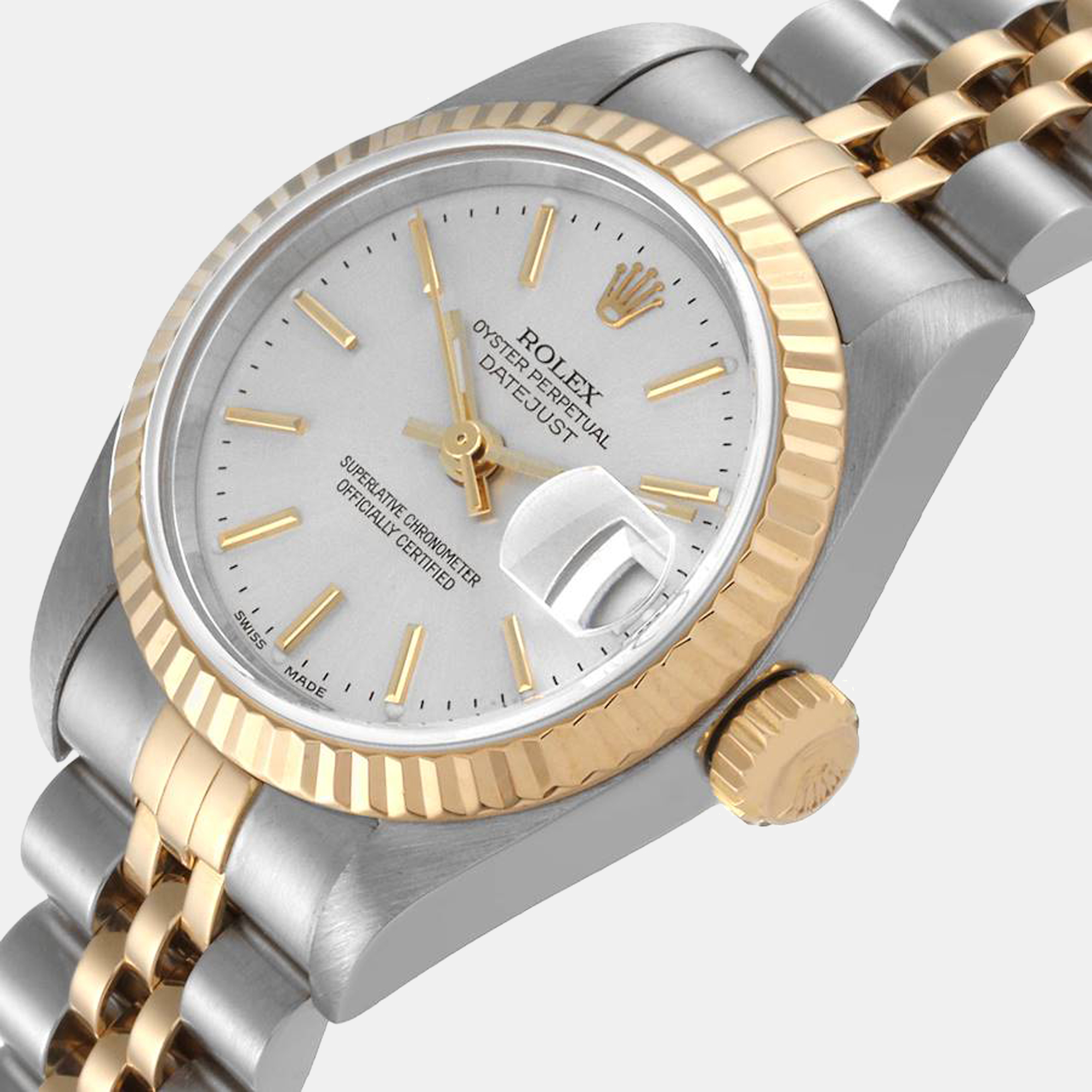 

Rolex Silver 18K Yellow Gold And Stainless Steel Datejust 79173 Women's Wristwatch 26 mm