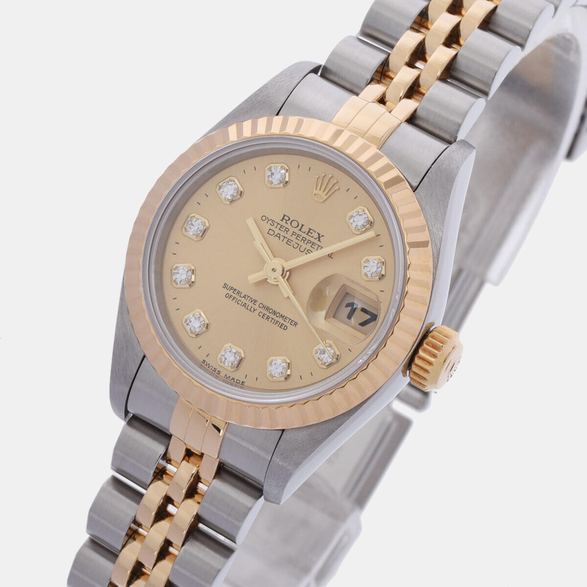 

Rolex Champagne Diamonds 18K Yellow Gold And Stainless Steel Datejust 69173 Women's Wristwatch 26 mm