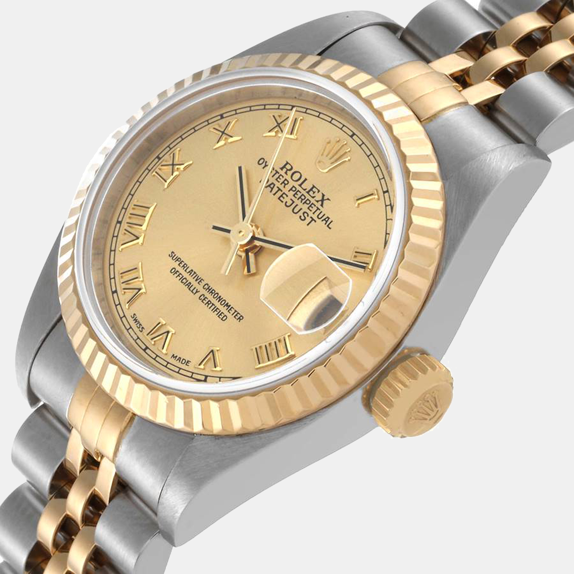 

Rolex Champagne 18K Yellow Gold And Stainless Steel Datejust 79173 Women's Wristwatch 26 mm