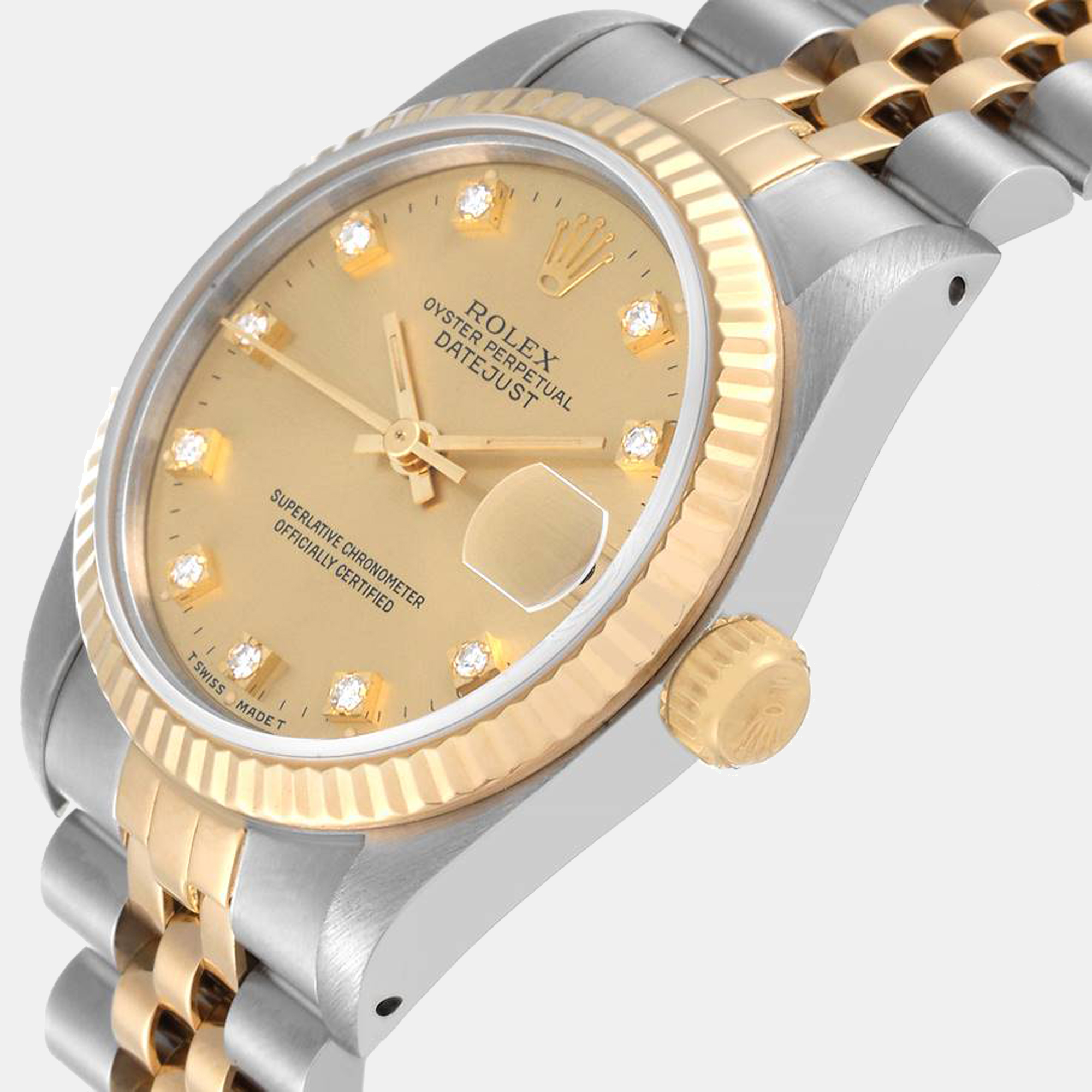 

Rolex Champagne Diamonds 18K Yellow Gold And Stainless Steel Datejust 68273 Women's Wristwatch 31 mm