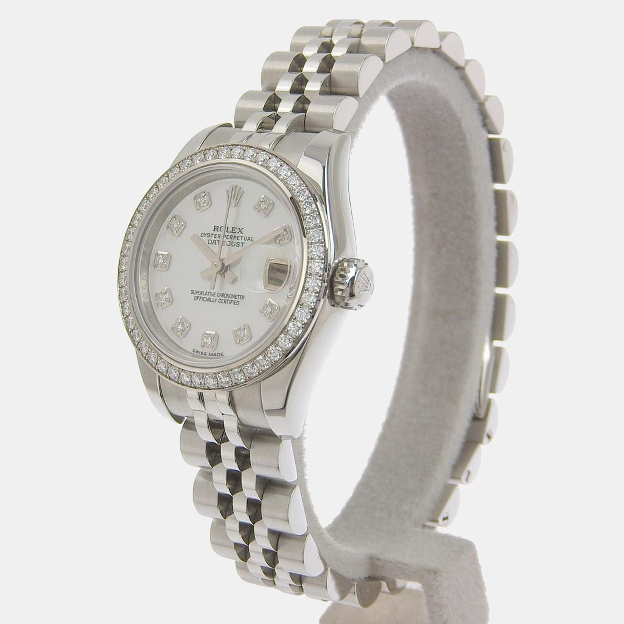 

Rolex MOP Diamonds Stainless Steel Datejust 179384NG Women's Wristwatch 26 mm, White