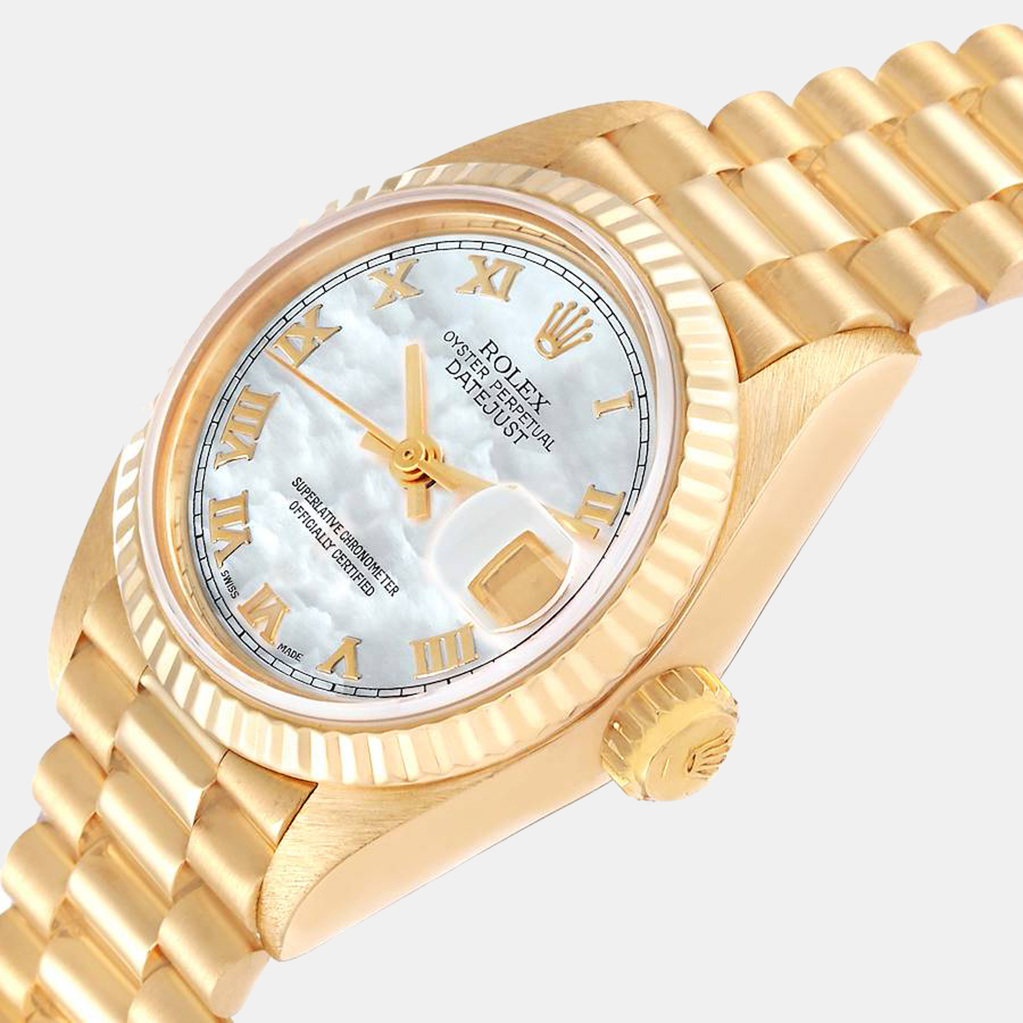 

Rolex MOP 18K Yellow Gold President Datejust 69178 Women's Wristwatch 26 mm, White