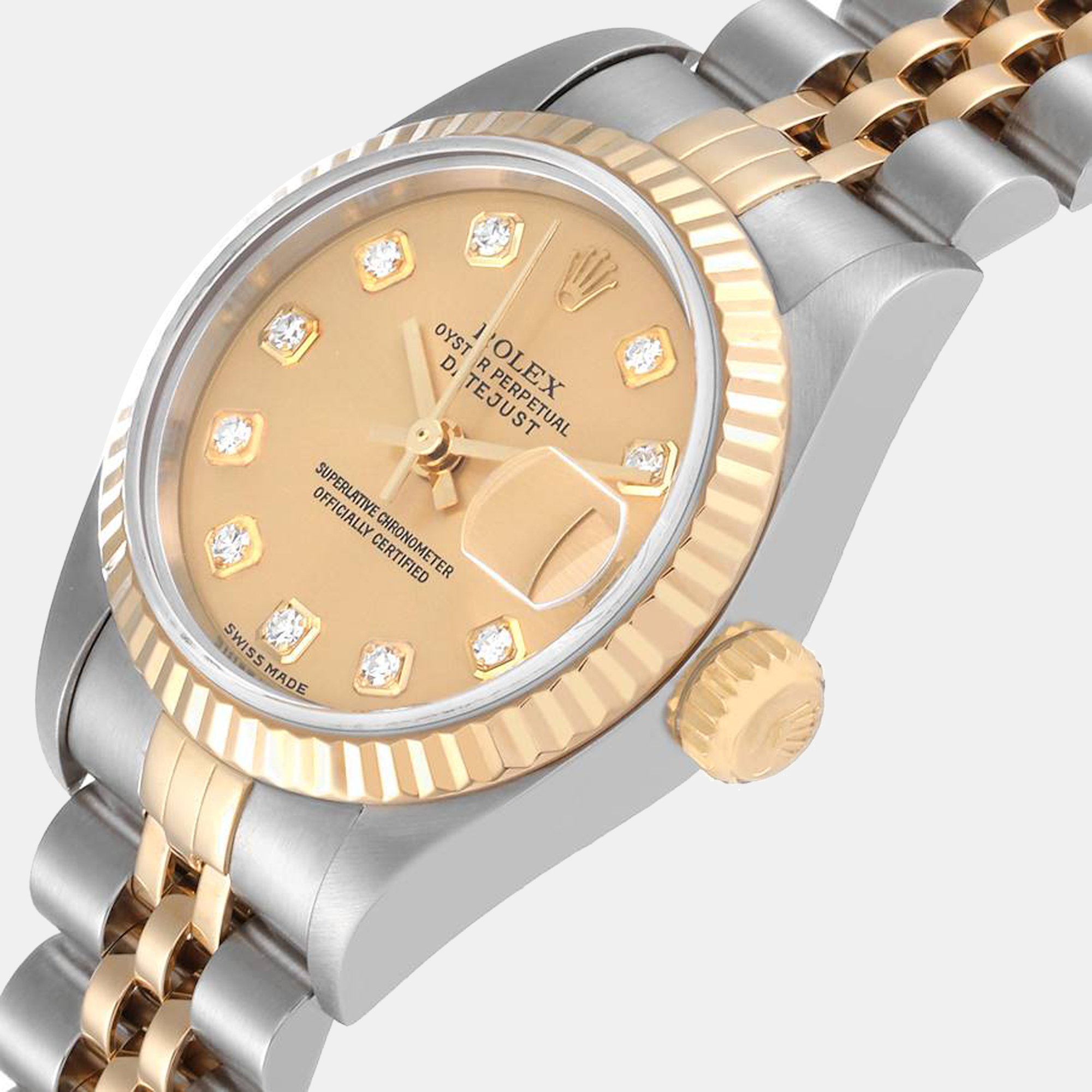 

Rolex Champagne Diamonds 18K Yellow Gold And Stainless Steel Datejust 79173 Women's Wristwatch 26 mm