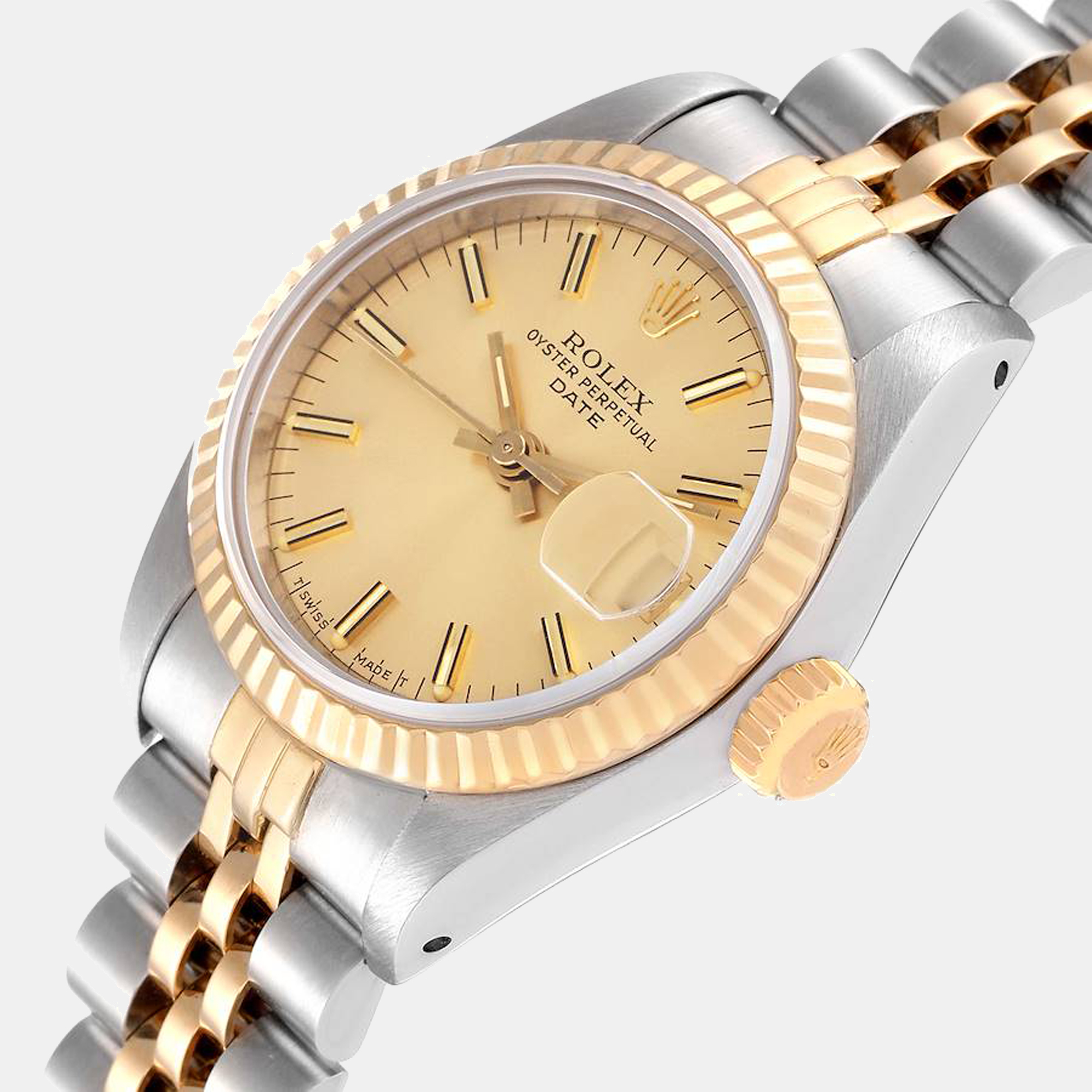 

Rolex Champagne 18K Yellow Gold And Stainless Steel Datejust 69173 Women's Wristwatch 26 mm