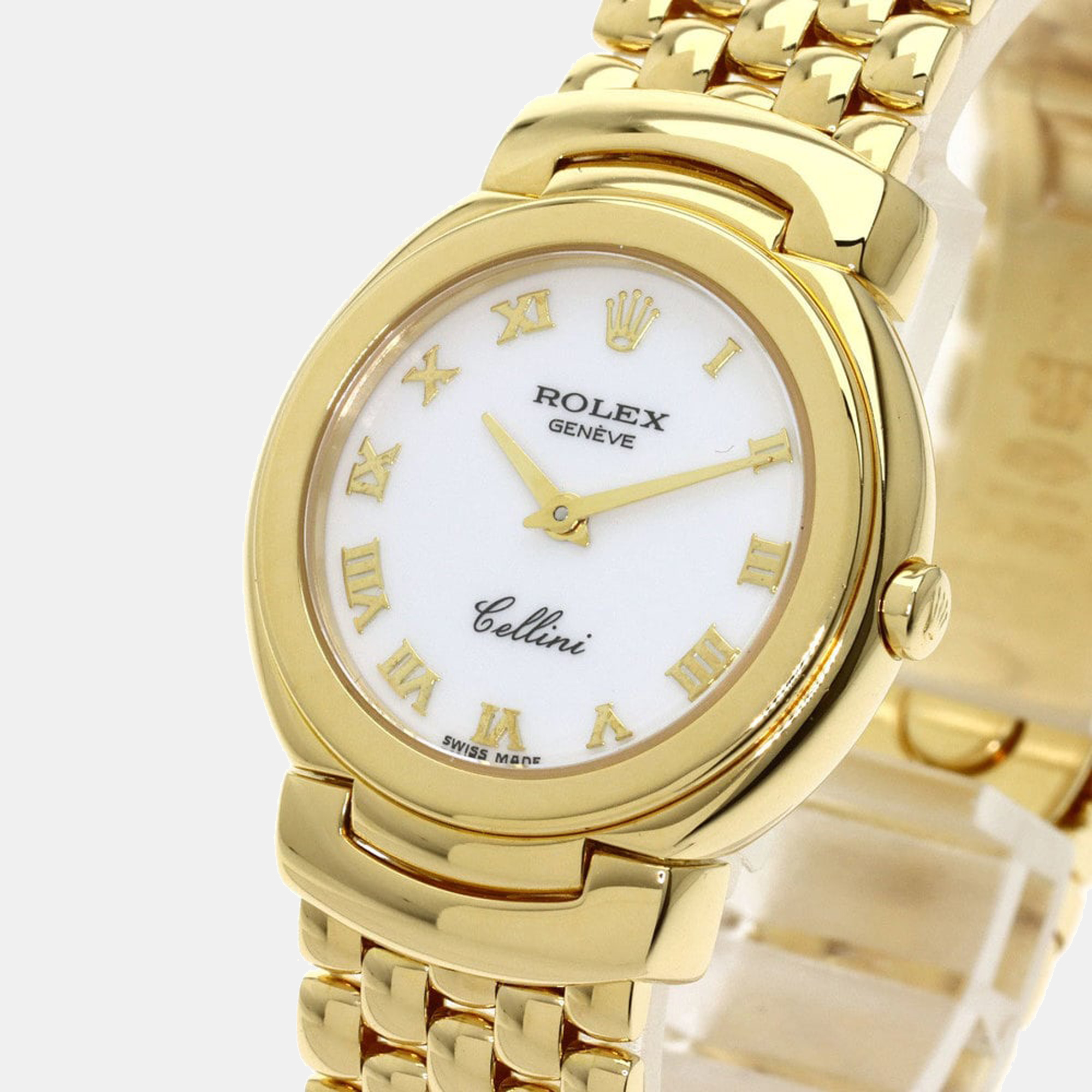 

Rolex White 18k Yellow Gold Cellini 6621/8 Women's Wristwatch 26 mm