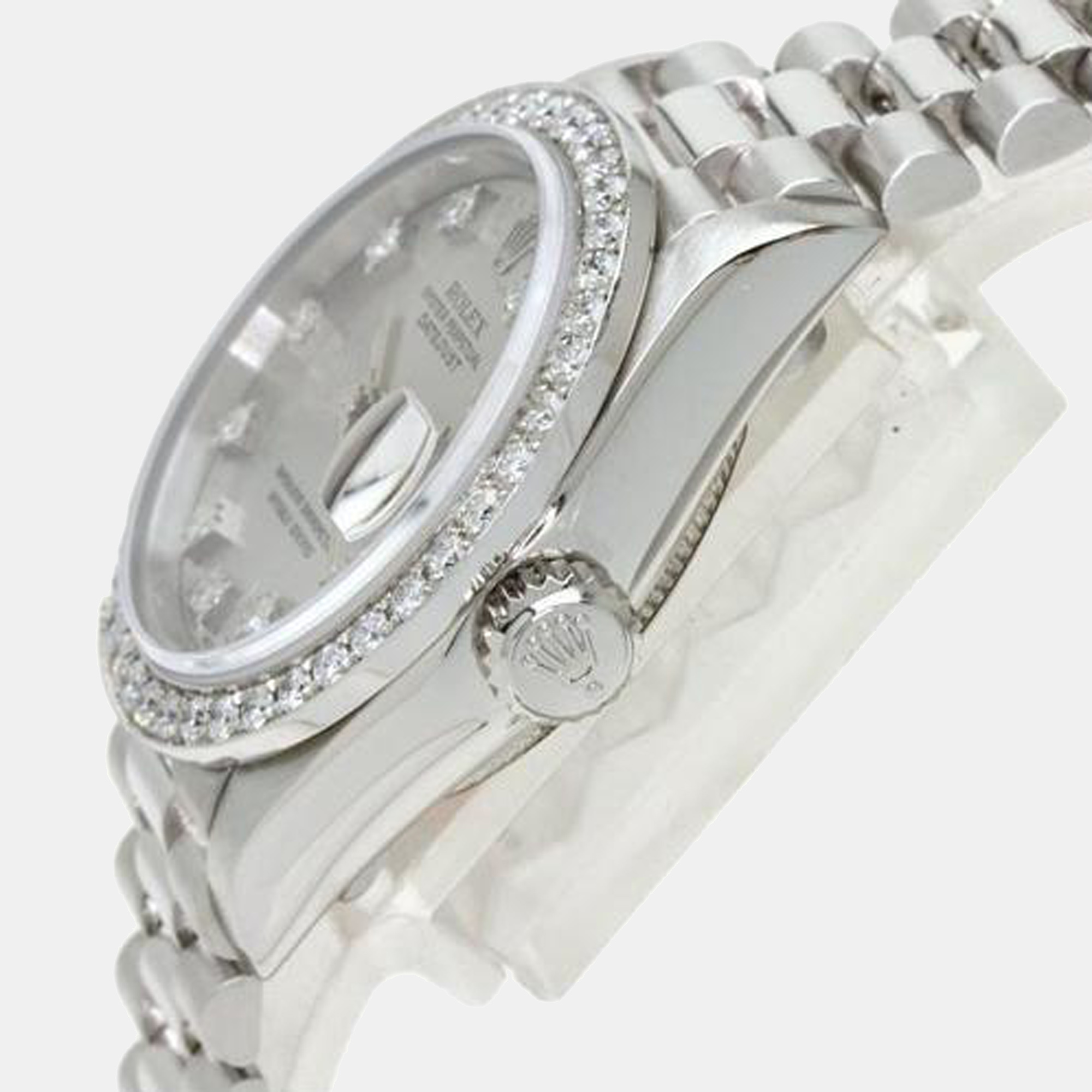 

Rolex Silver Diamonds Platinum Datejust 69136 Women's Wristwatch 26 mm