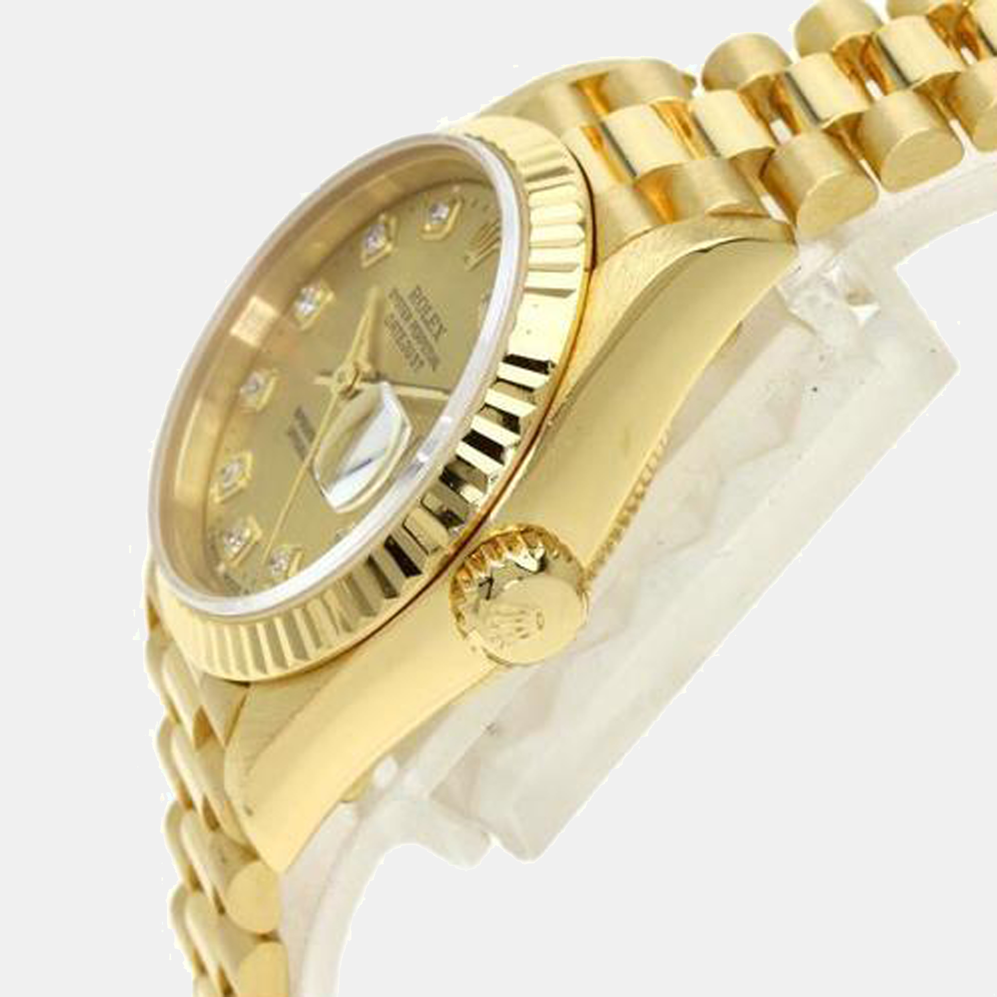 

Rolex Champagne Diamonds 18K Yellow Gold Datejust 69178 Women's Wristwatch 26 mm