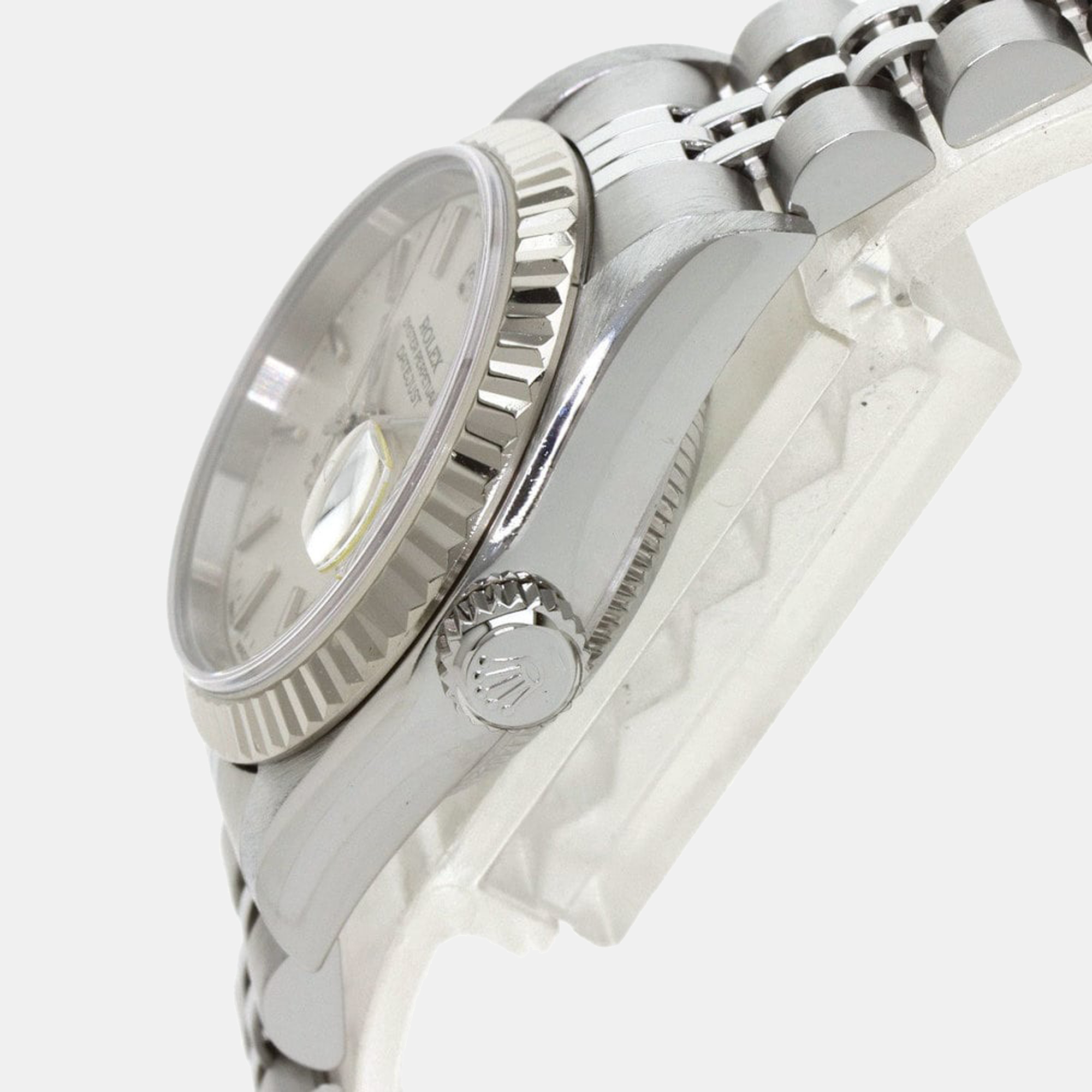 

Rolex Silver 18K White Gold And Stainless Steel Datejust 79174 Women's Wristwatch 26 mm