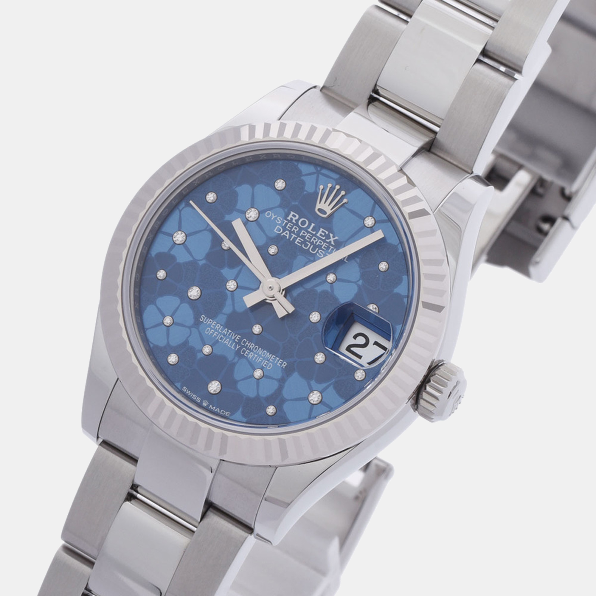 

Rolex Blue Diamonds 18k White Gold And Stainless Steel Datejust 278274 Women's Wristwatch 31 mm