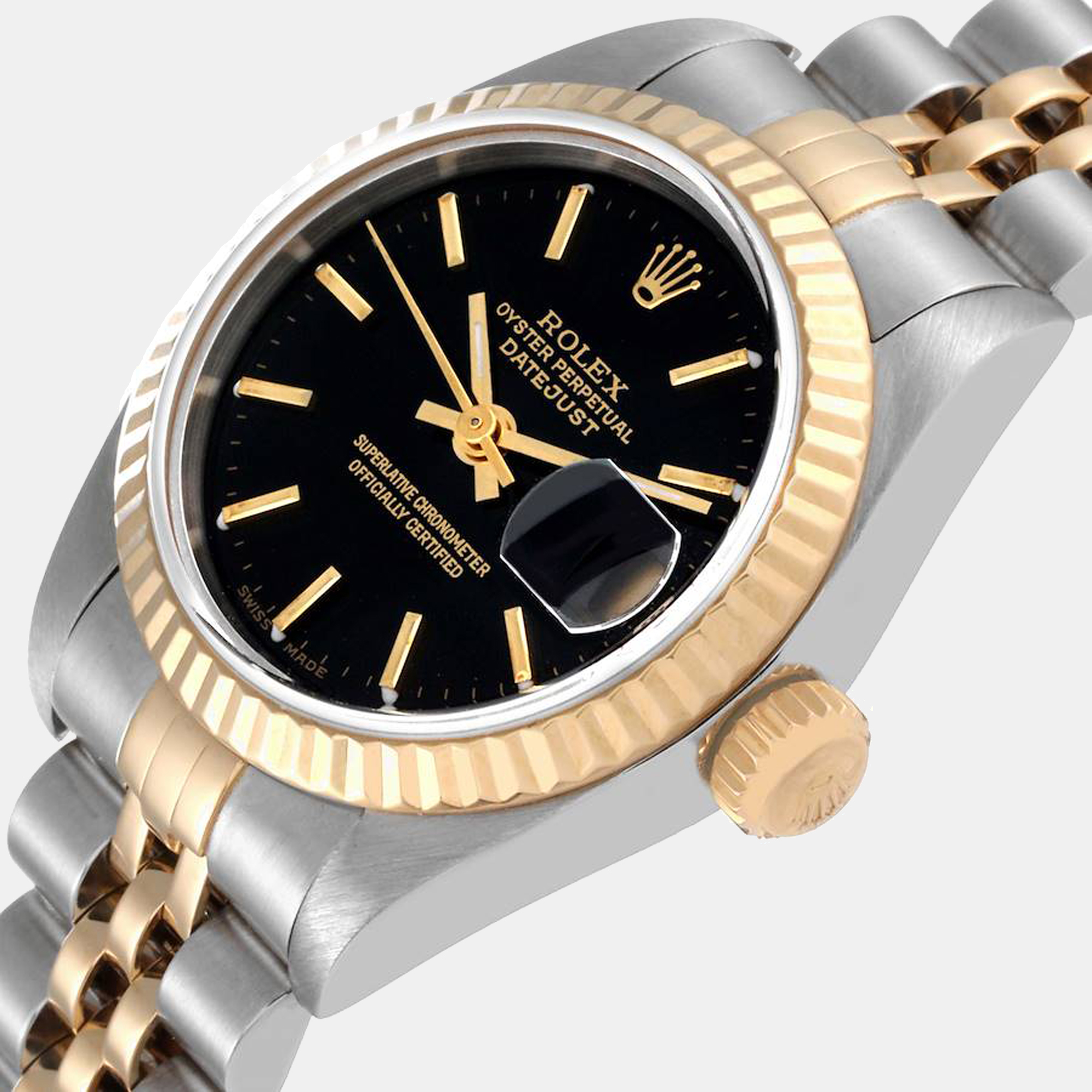 

Rolex Black 18K Yellow Gold And Stainless Steel Datejust 79173 Women's Wristwatch 26 mm