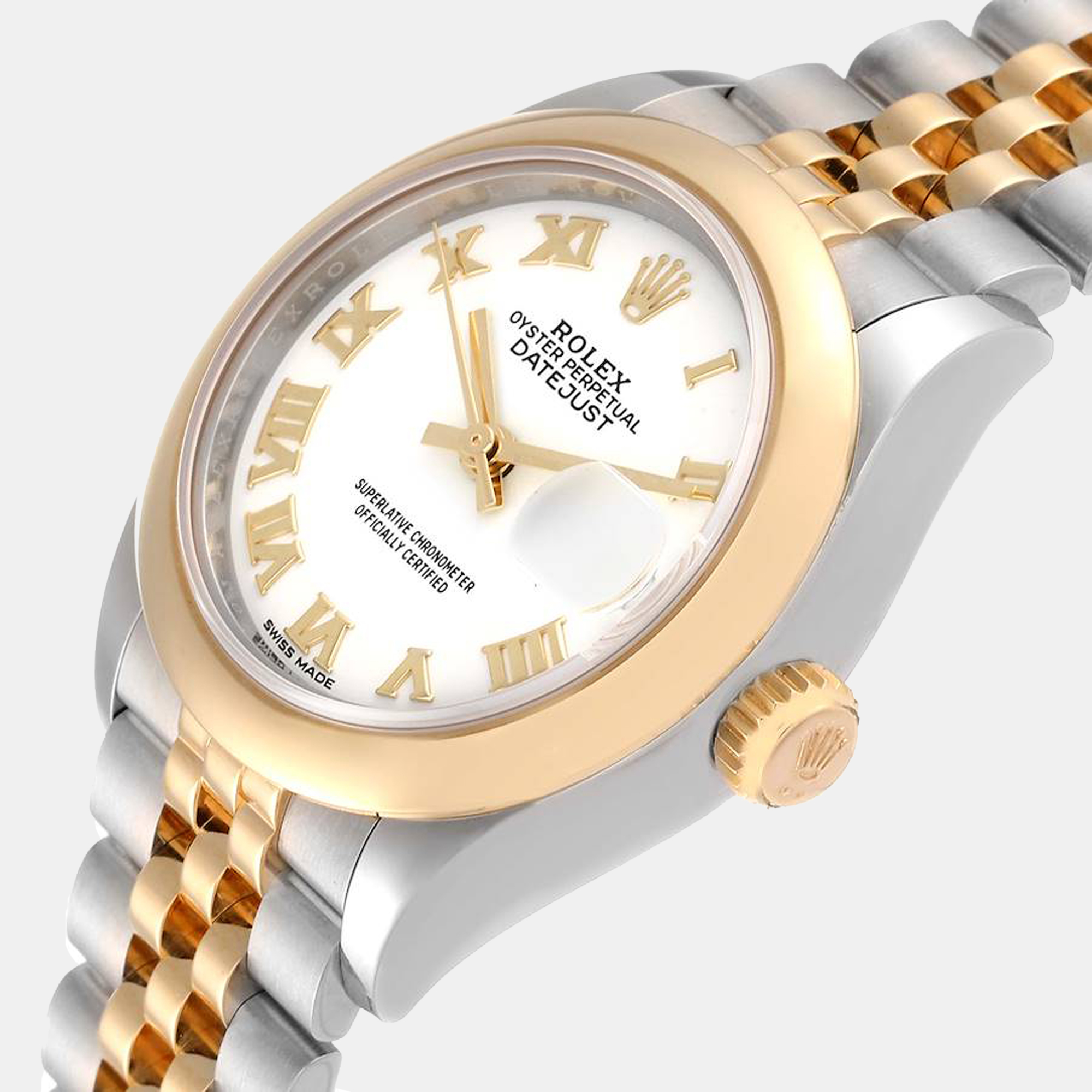 

Rolex White 18K Yellow Gold And Stainless Steel Datejust 279163 Women's Wristwatch 28 mm