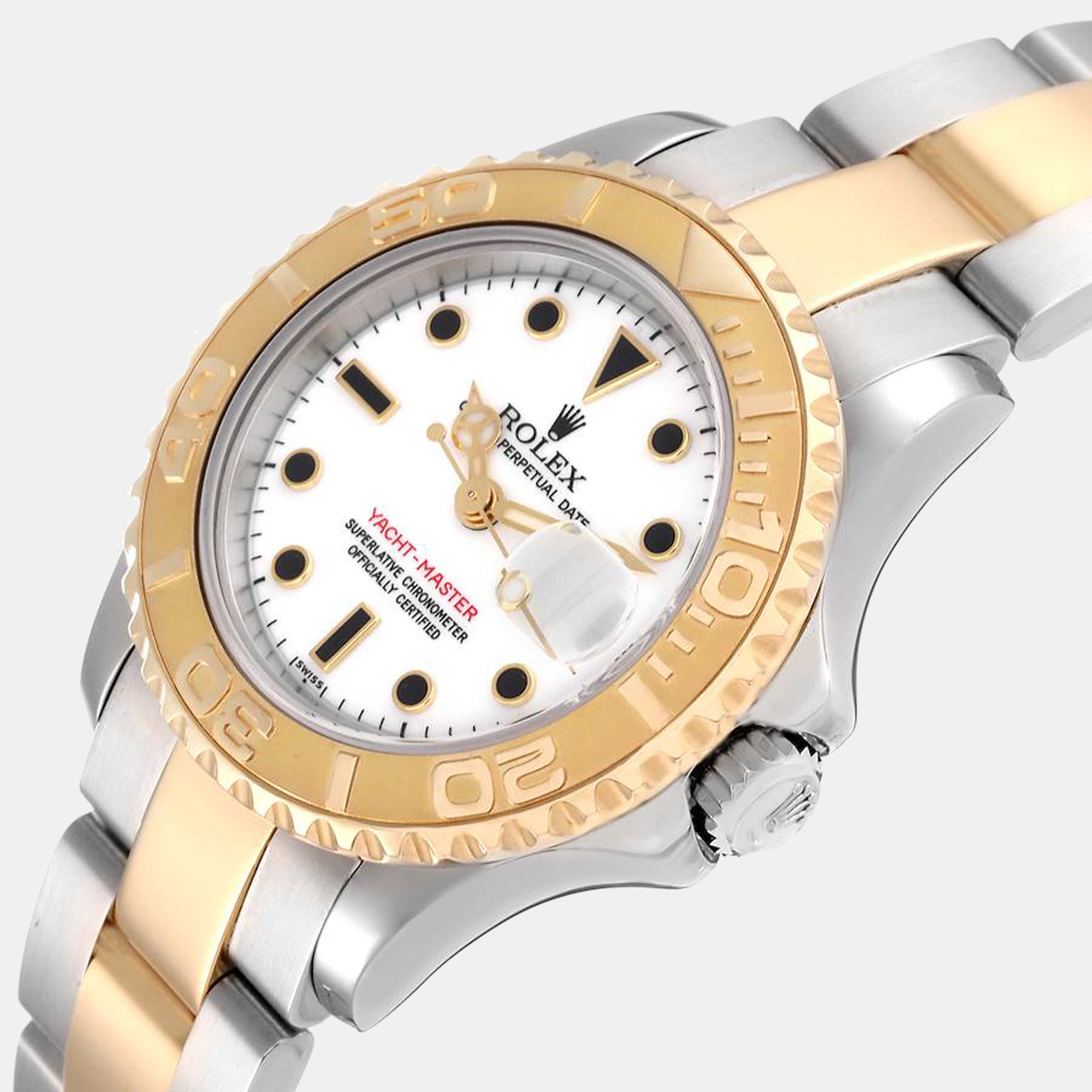 

Rolex White 18K Yellow Gold And Stainless Steel Yacht-Master 69623 Women's Wristwatch 29 mm