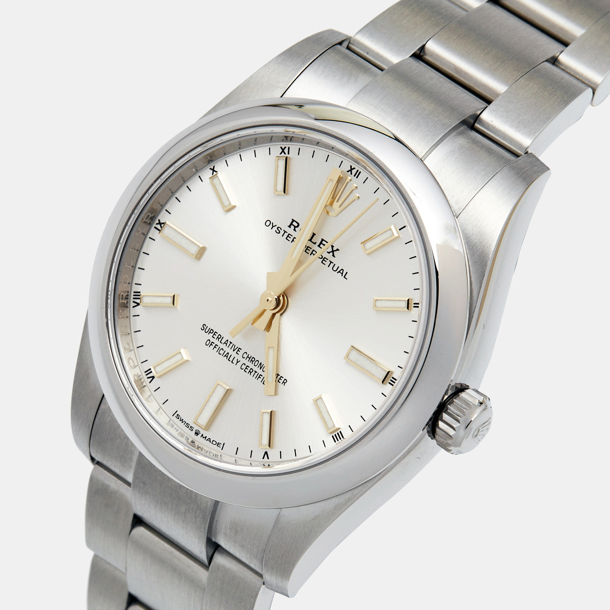 

Rolex Silver Oystersteel Oyster Perpetual