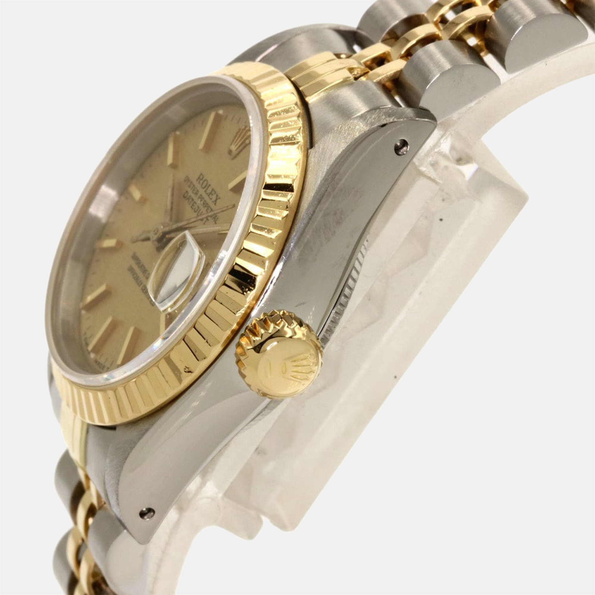 

Rolex Champagne 18K Yellow Gold And Stainless Steel Datejust 69173 Women's Wristwatch 26 mm