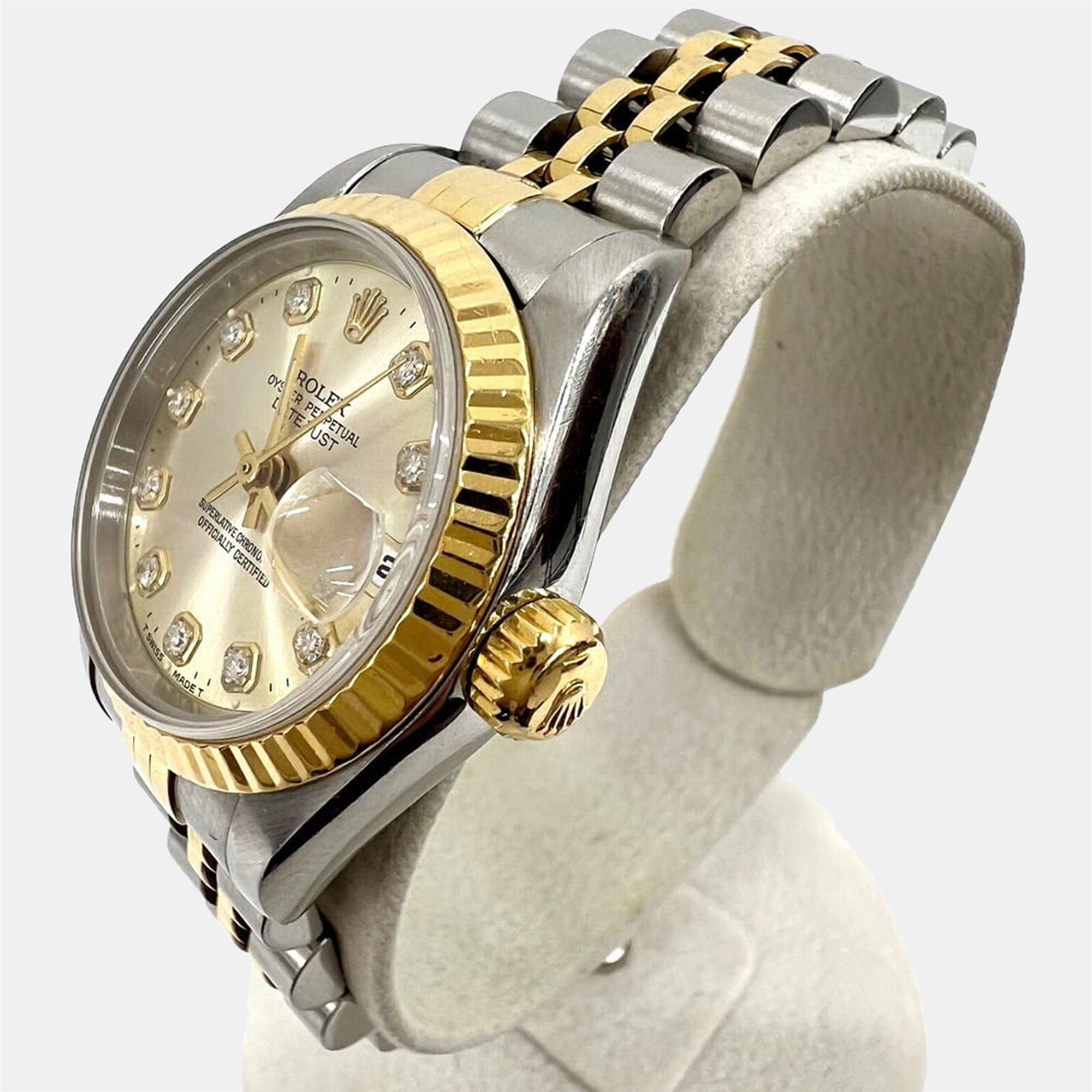 

Rolex Champagne Diamonds 18K Yellow Gold And Stainless Steel Datejust 69173 Women's Wristwatch 26 mm