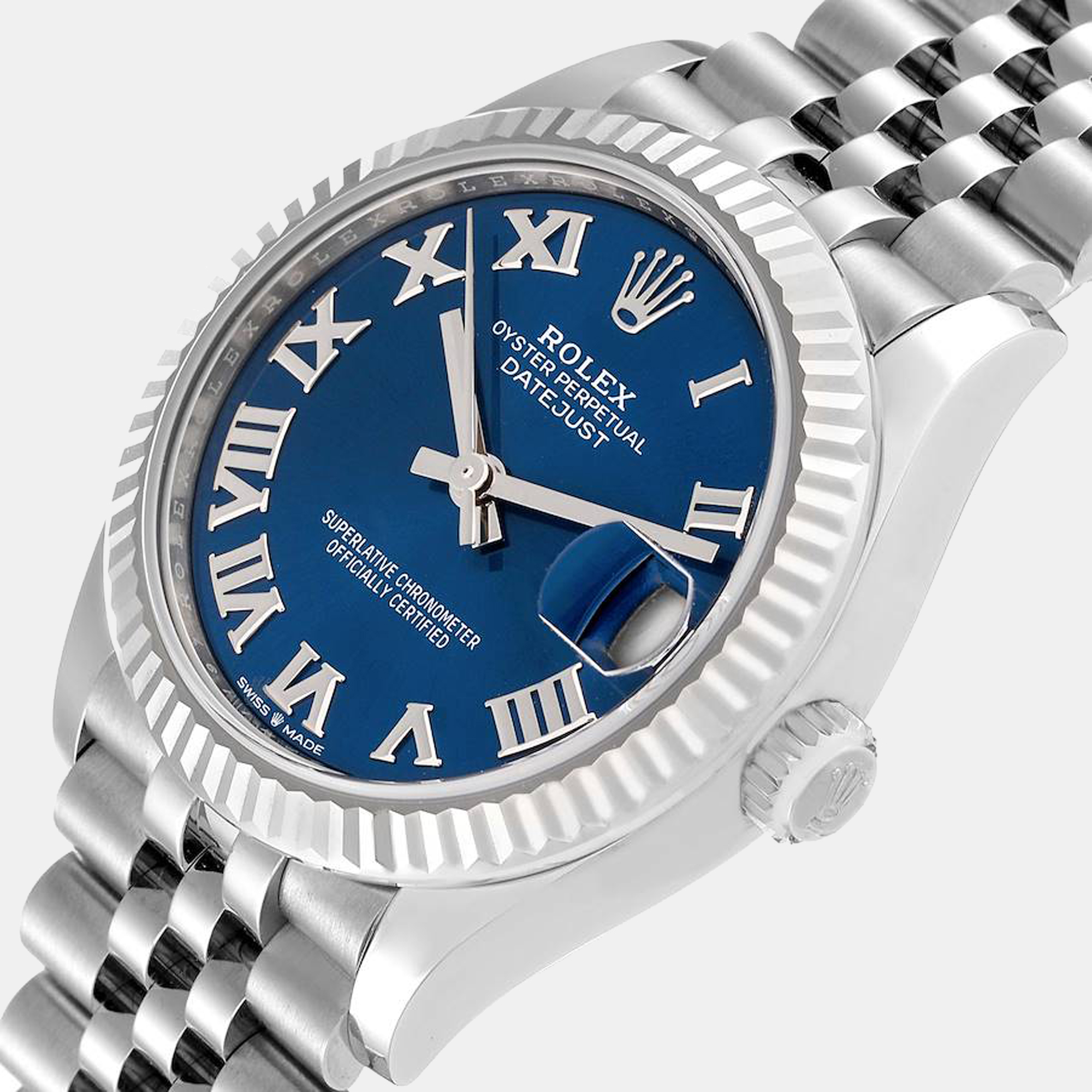 

Rolex Datejust Midsize 31 Steel White Gold Blue Dial Watch 278274