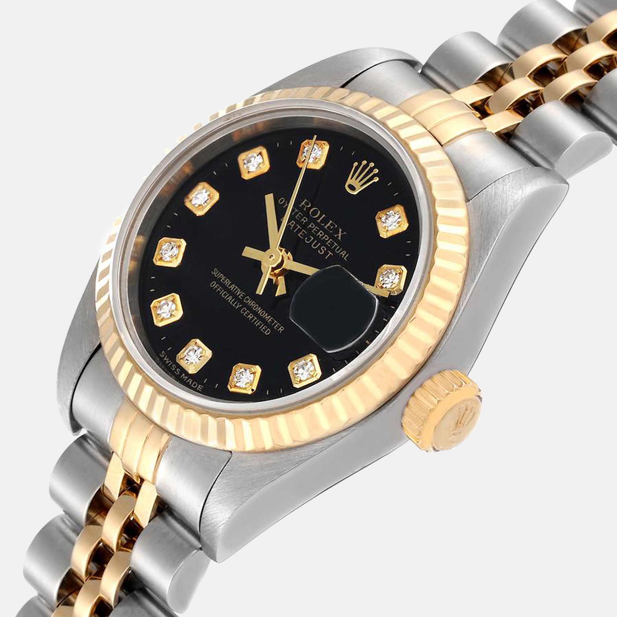 

Rolex Black Diamonds 18K Yellow Gold And Stainless Steel Datejust 79173 Women's Wristwatch 26 mm