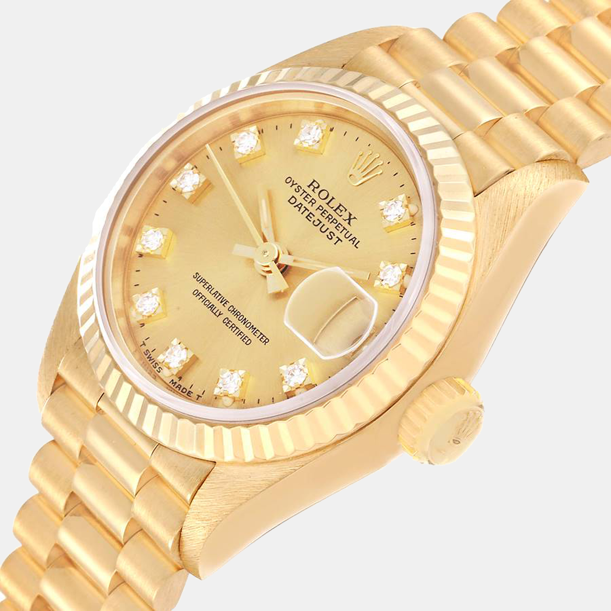 

Rolex Datejust President Yellow Gold Diamond Dial Ladies Watch 69178
