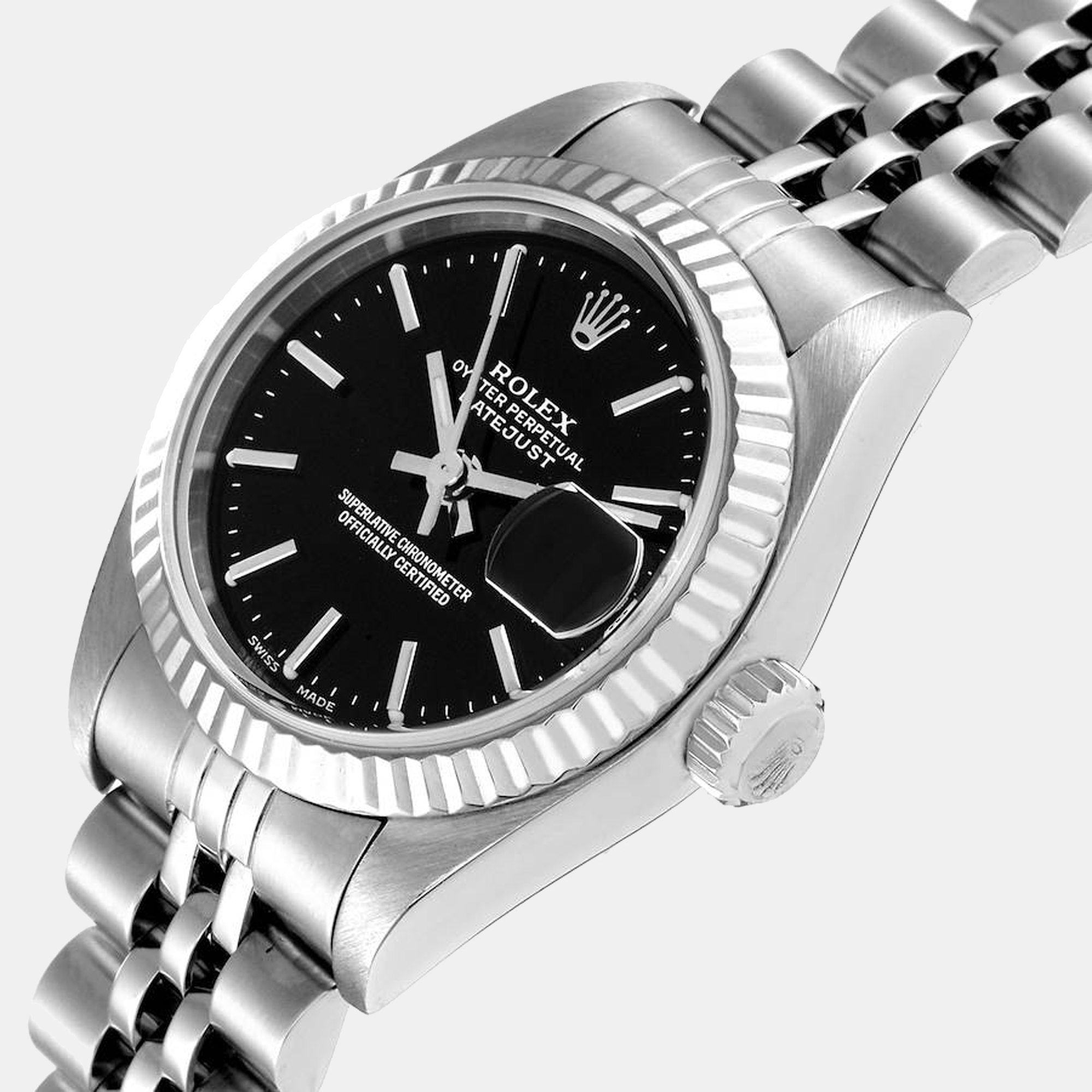 

Rolex Datejust 26 Steel White Gold Black Dial Ladies Watch 79174