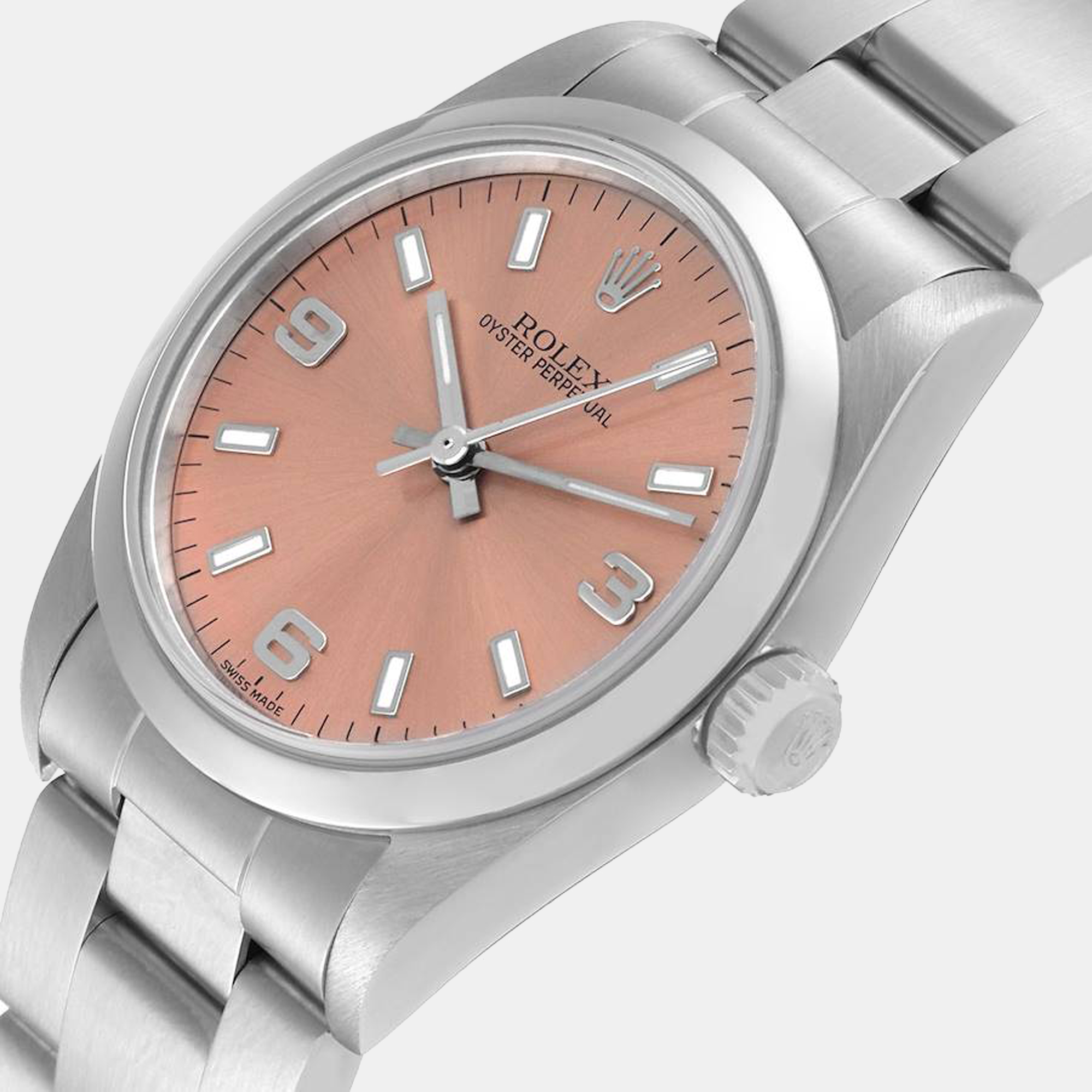 

Rolex Oyster Perpetual Midsize Salmon Dial Steel Ladies Watch 77080, Pink