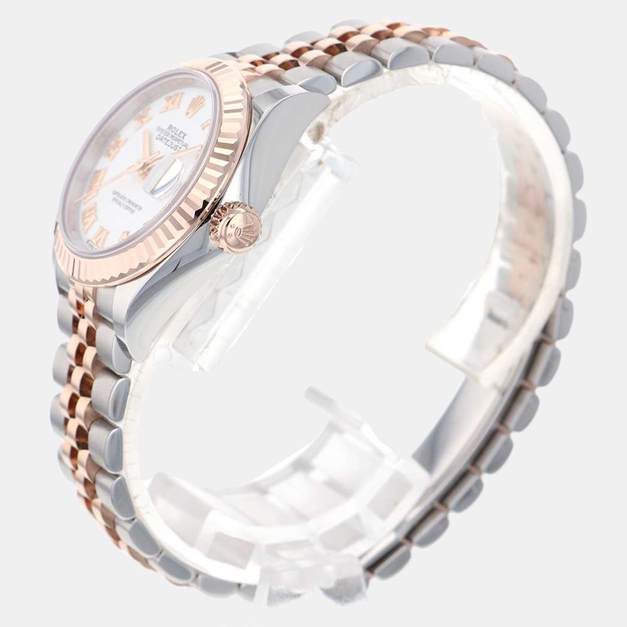 

Rolex White 18K Rose Gold And Stainless Steel Datejust 279171 Women's Wristwatch 28 mm