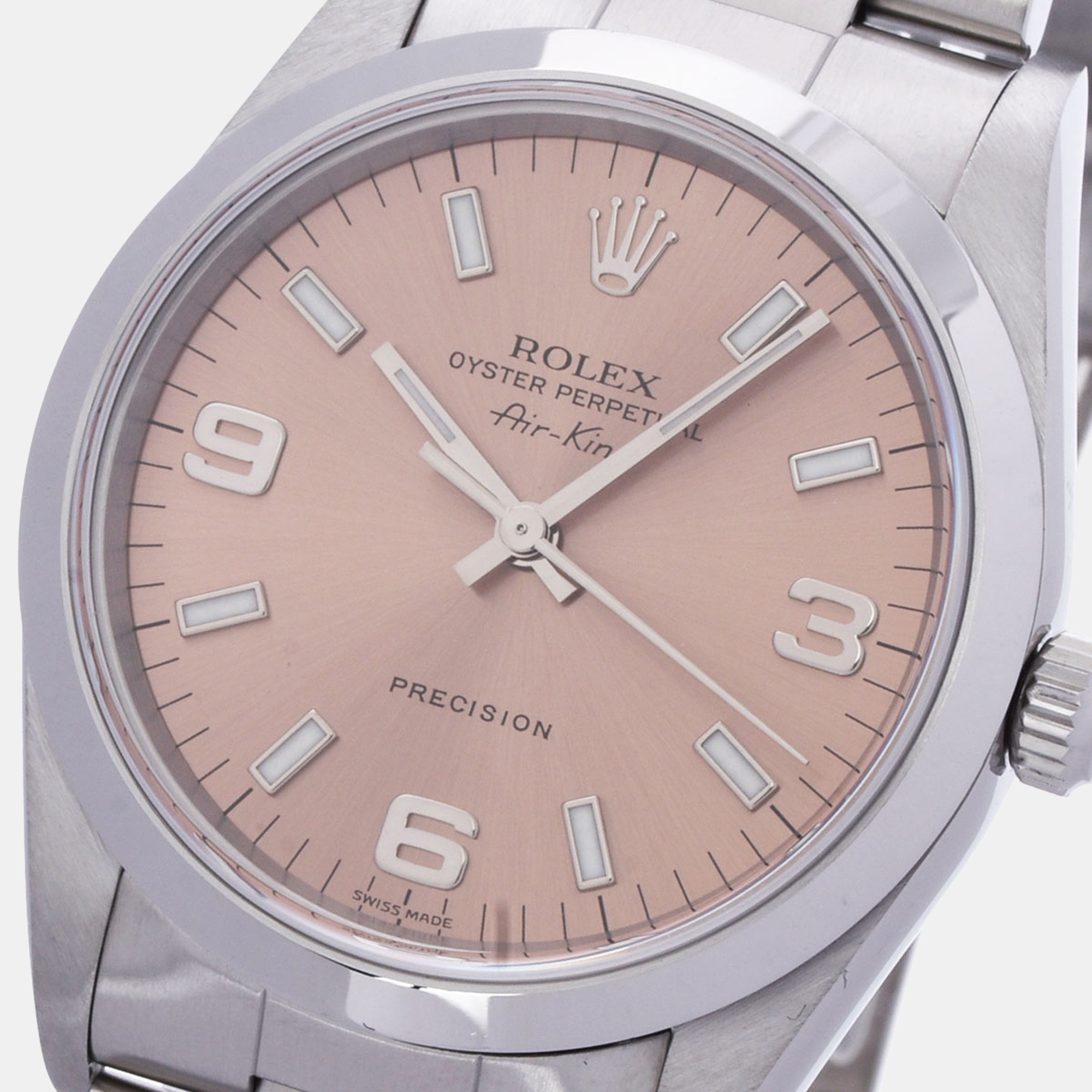 

Rolex Pink Stainless Steel Air-King 14000 Women's Wristwatch 34 mm