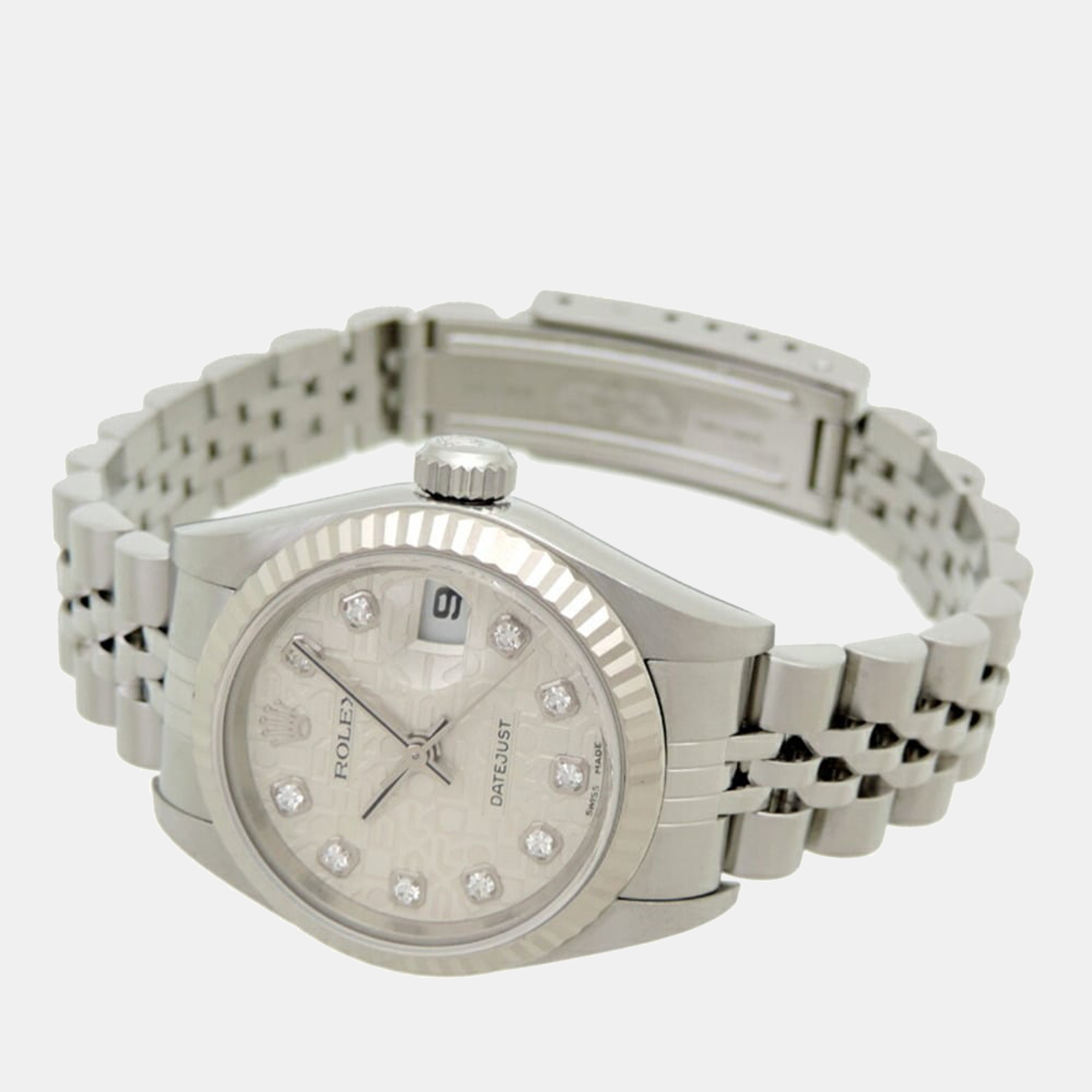 

Rolex Silver Diamonds 18k White Gold And Stainless Steel Datejust 79174 Women's Wristwatch 26 mm