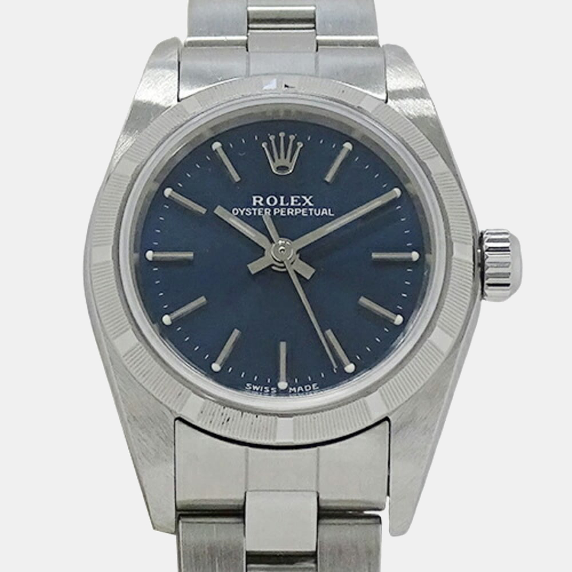 

Rolex Blue Stainless Steel Oyster Perpetual 76030 Women's Wristwatch 25 mm