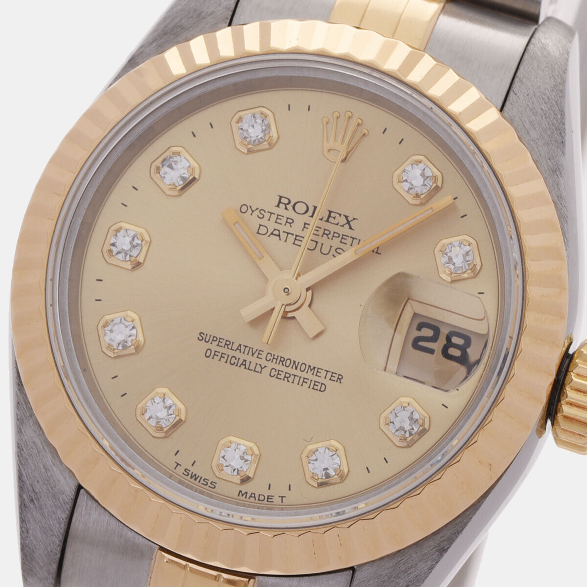 

Rolex Champagne Diamonds 18K Yellow Gold And Stainless Steel Datejust 69173 Women's Wristwatch 26 mm