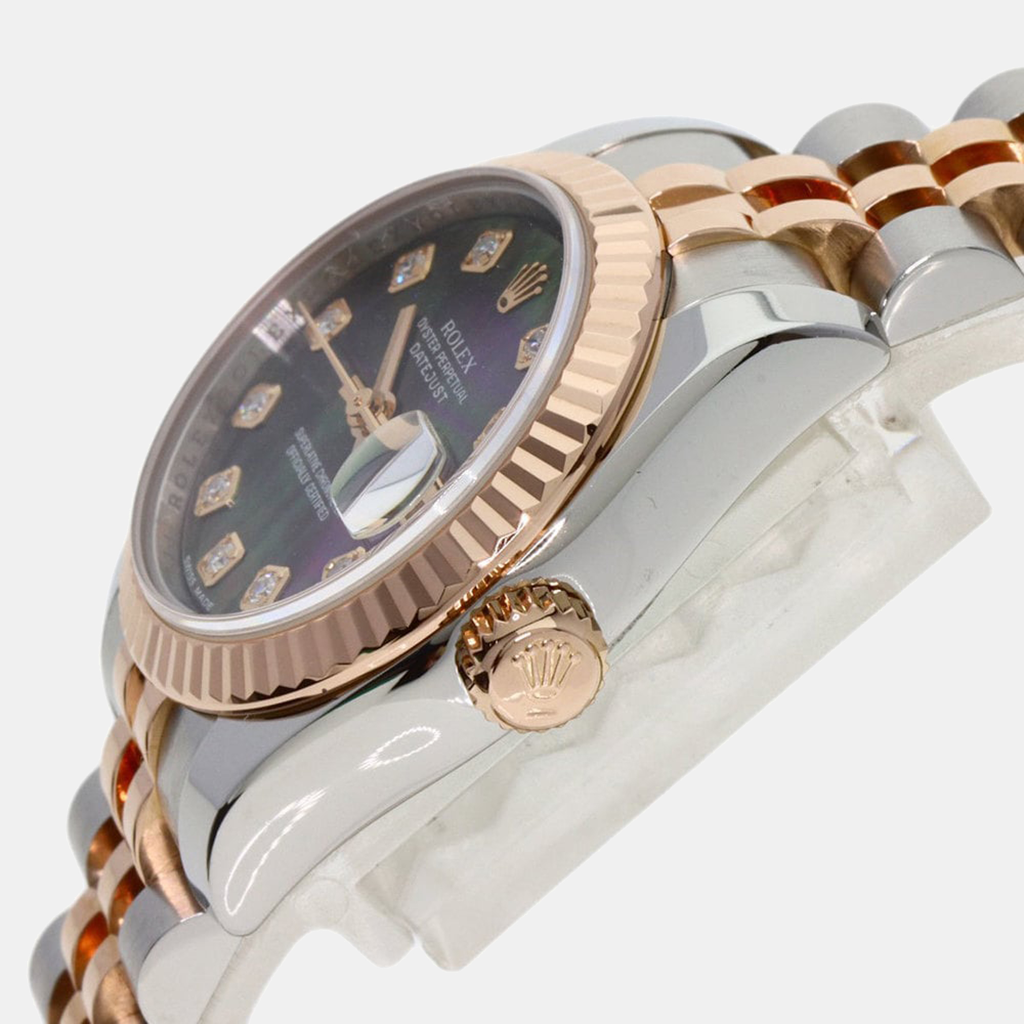 

Rolex MOP Diamonds 18K Rose Gold And Stainless Steel Datejust 179171NG Women's Wristwatch 26 mm