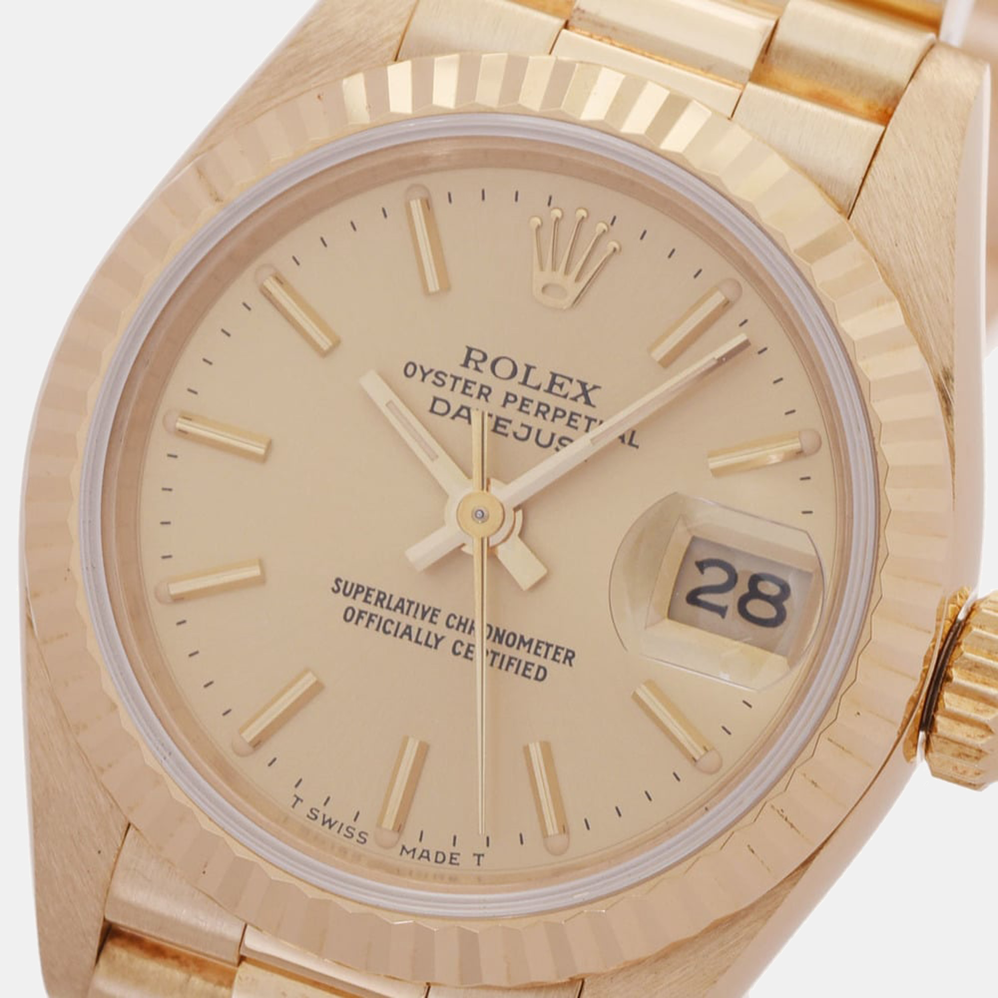 

Rolex Champagne 18k Yellow Gold Datejust 69178 Automatic Women's Wristwatch 26 mm