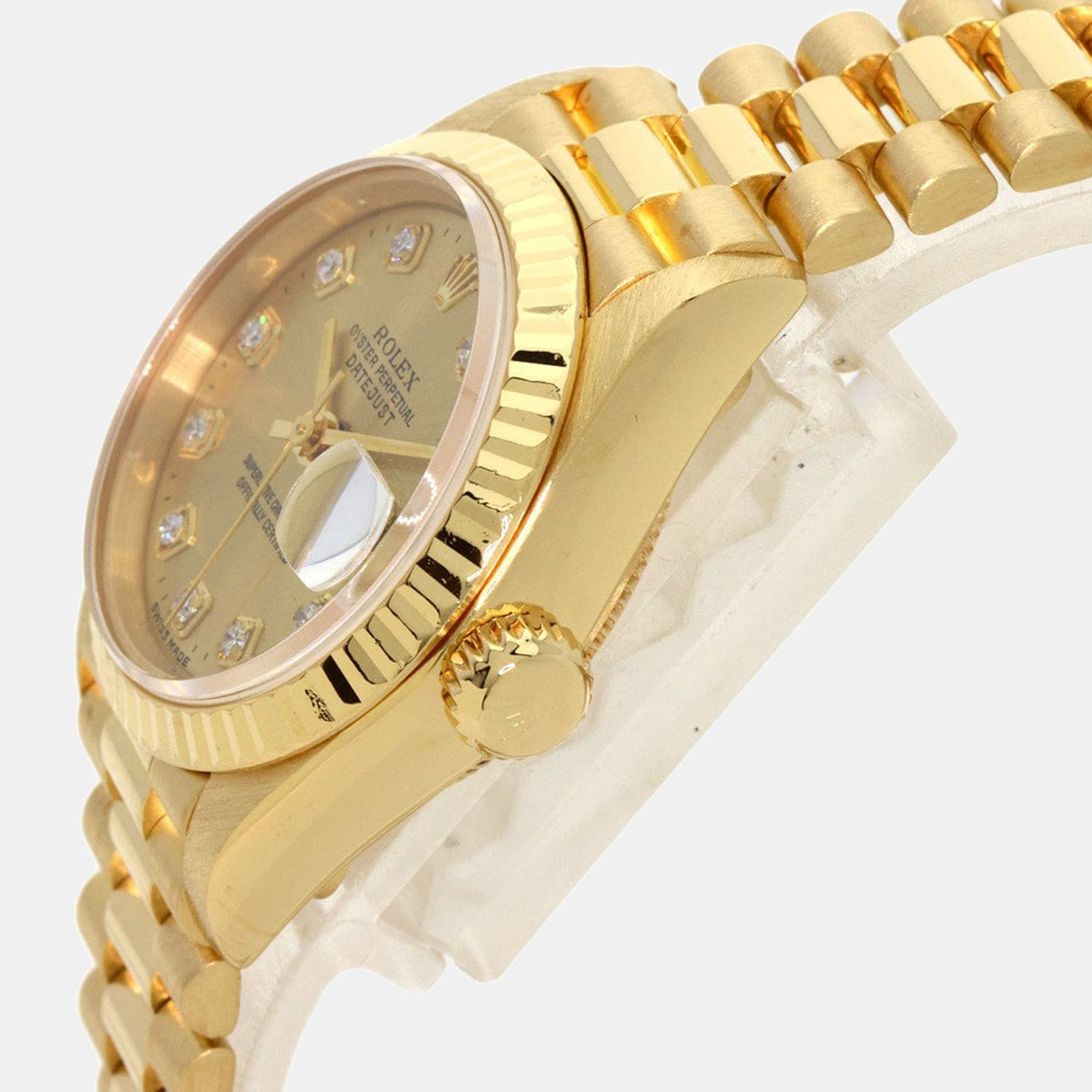 

Rolex Champagne Diamonds 18K Yellow Gold Datejust 69178 Women's Wristwatch 26 mm