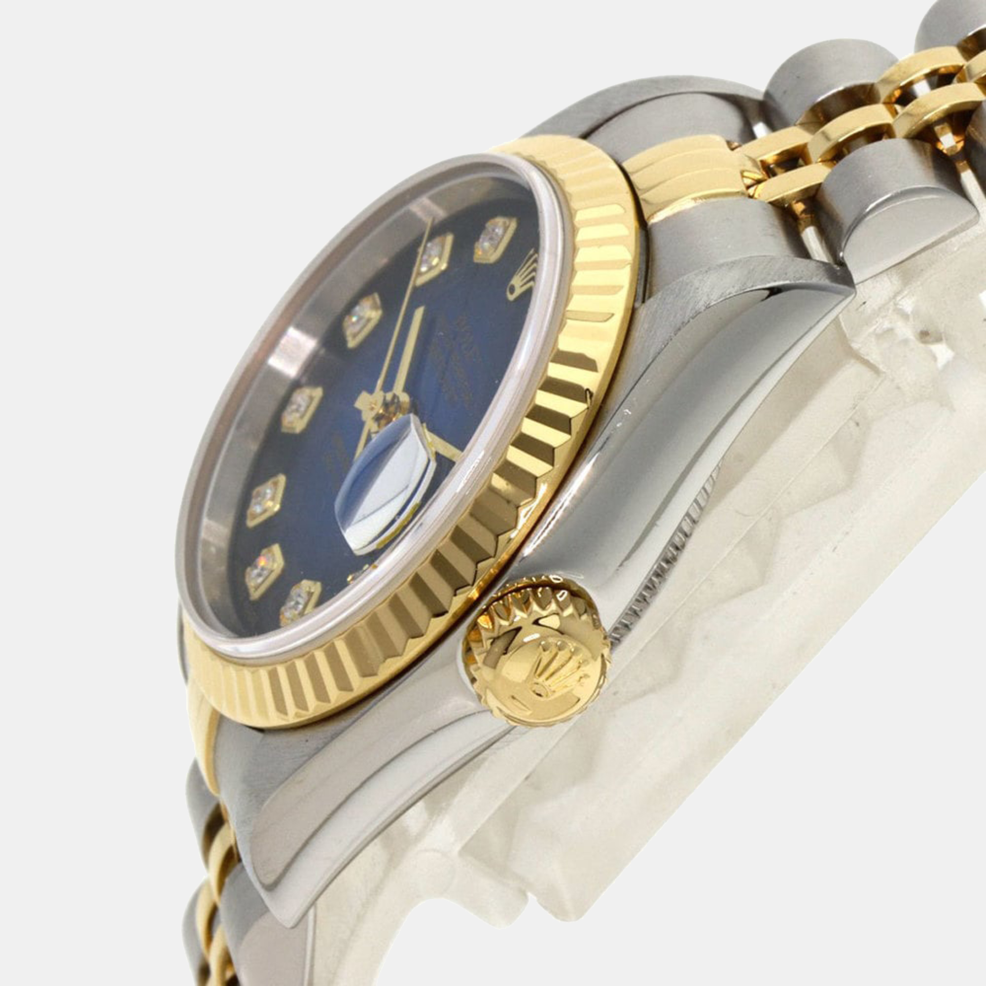 

Rolex Blue Diamonds 18K Yellow Gold And Stainless Steel Datejust 79173G Women's Wristwatch 26 mm