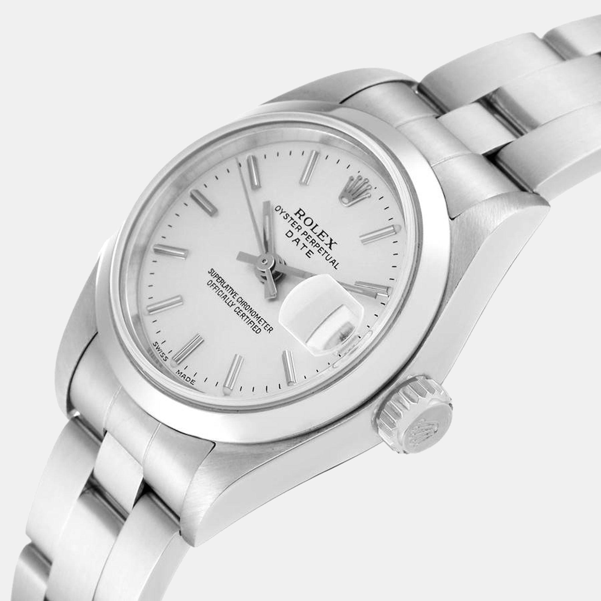 

Rolex Date Silver Dial Smooth Bezel Steel Ladies Watch 79160