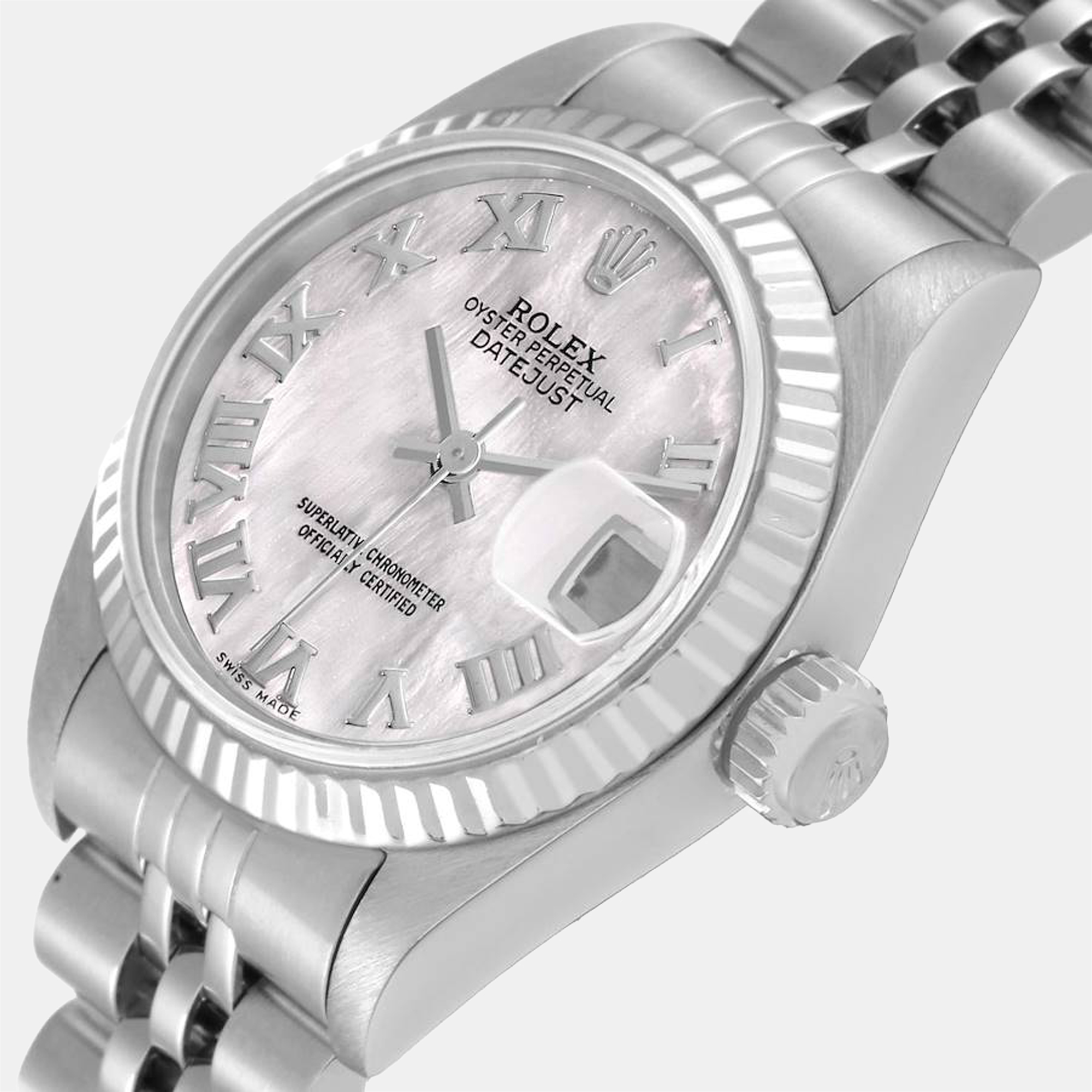 

Rolex Datejust Steel White Gold Mother of Pearl Dial Ladies Watch 69174