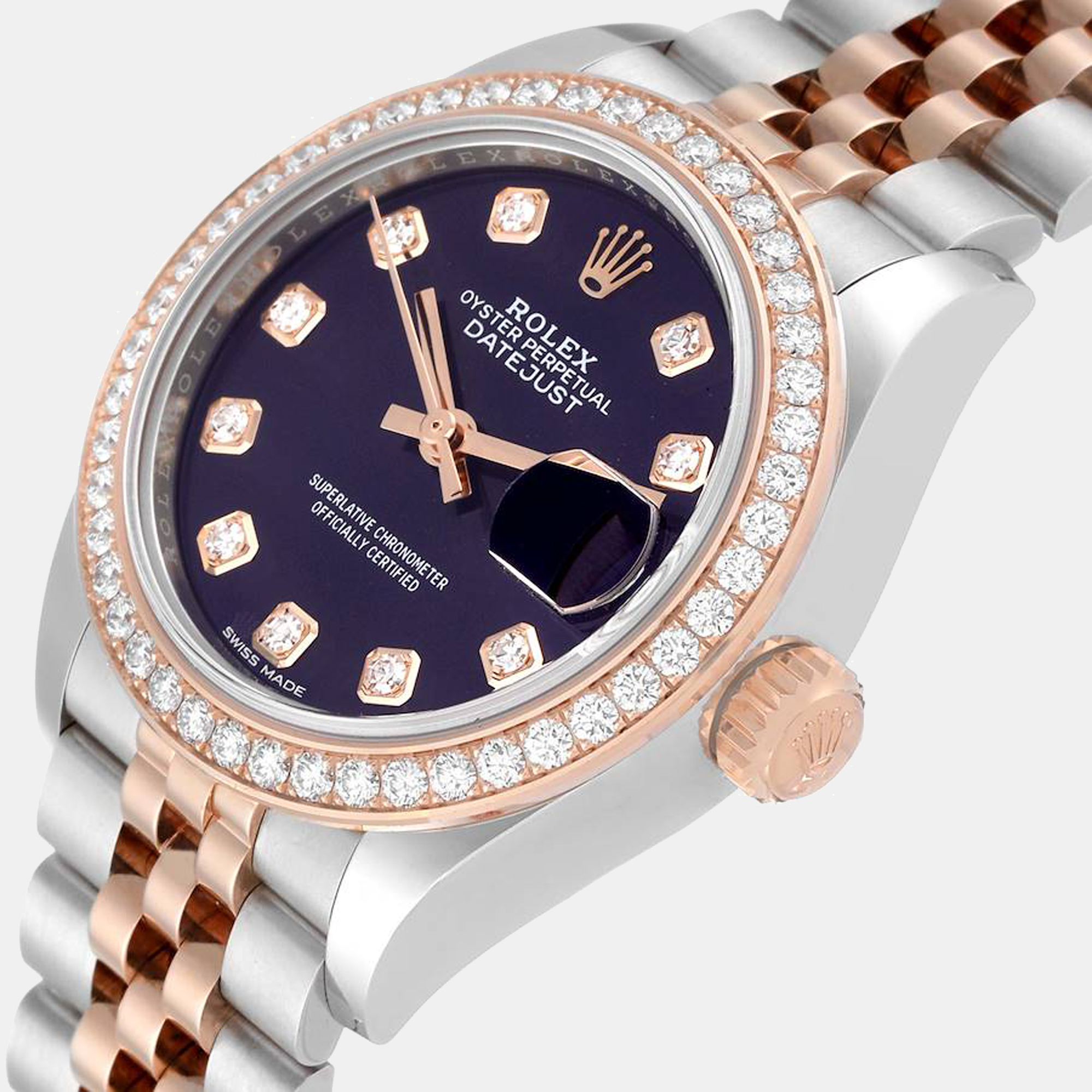 

Rolex Datejust Steel Rose Gold Diamond Ladies Watch 279381, Purple