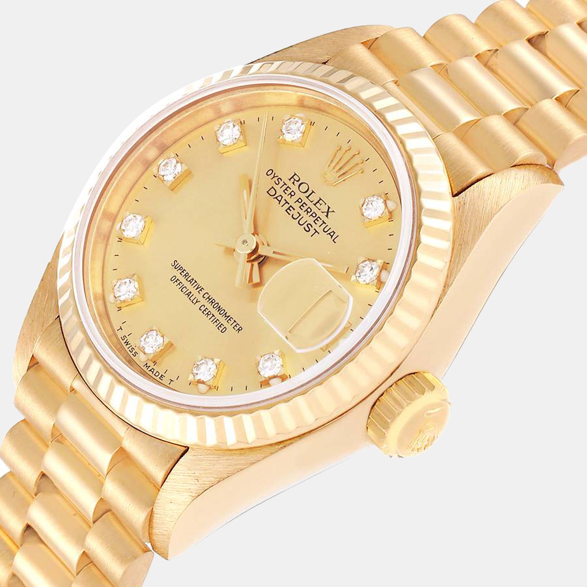 

Rolex Datejust President Yellow Gold Diamond Dial Ladies Watch 69178