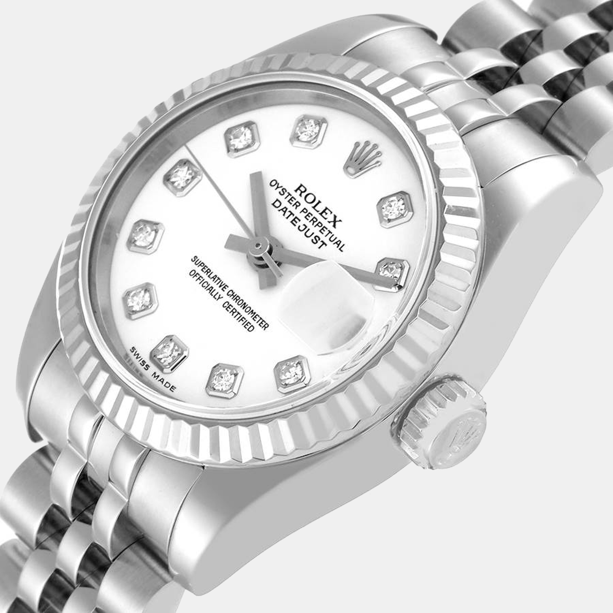 

Rolex Datejust Steel White Gold Diamond Dial Ladies Watch 179174