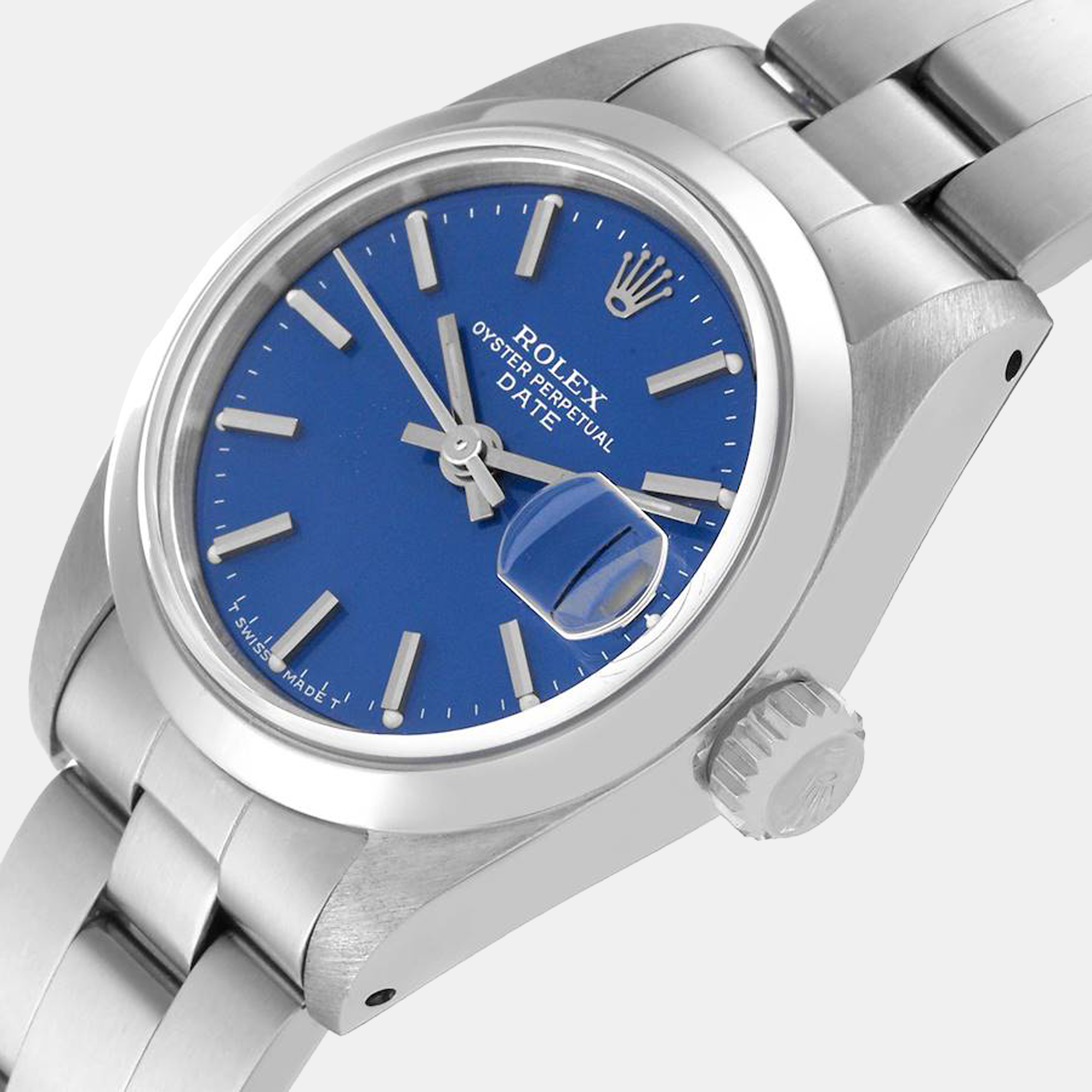 

Rolex Date Blue Dial Smooth Bezel Steel Ladies Watch 69160
